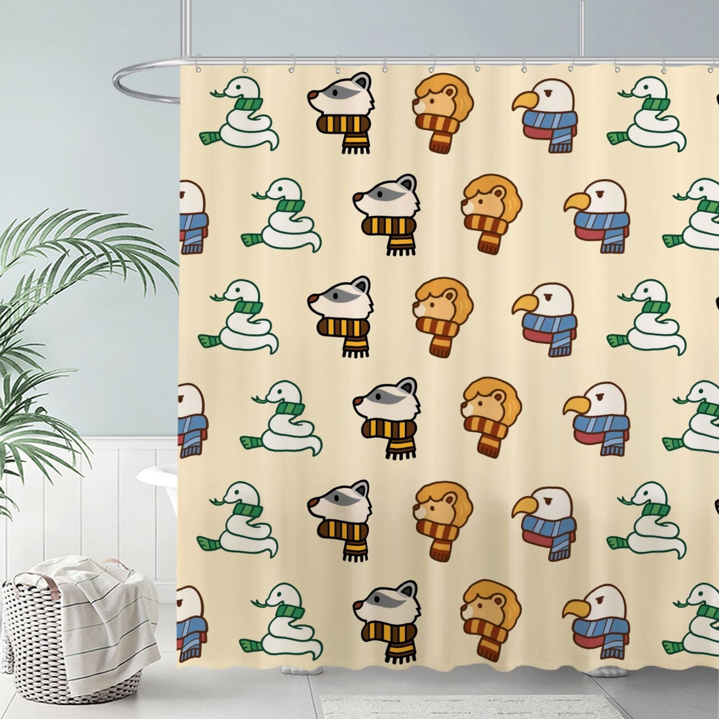 Funnytree Magic Cute Animals Shower Curtain 72"x72" - Waterproof Fabric Bathroom Decor for Boys Girls Kids Teens Fans, Easy Care Washable (Hooks Not Included)