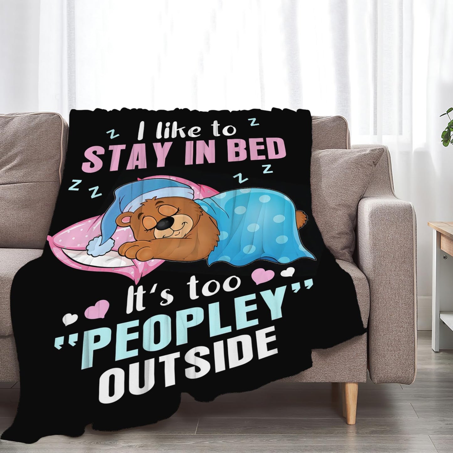 Funny Bear Throw Blanket Bear Gifts for Girls Boys Women Men Kids Adults Soft Flannel Fleece Blanket for Couch Sofa Bed Home Decor 40"x50"