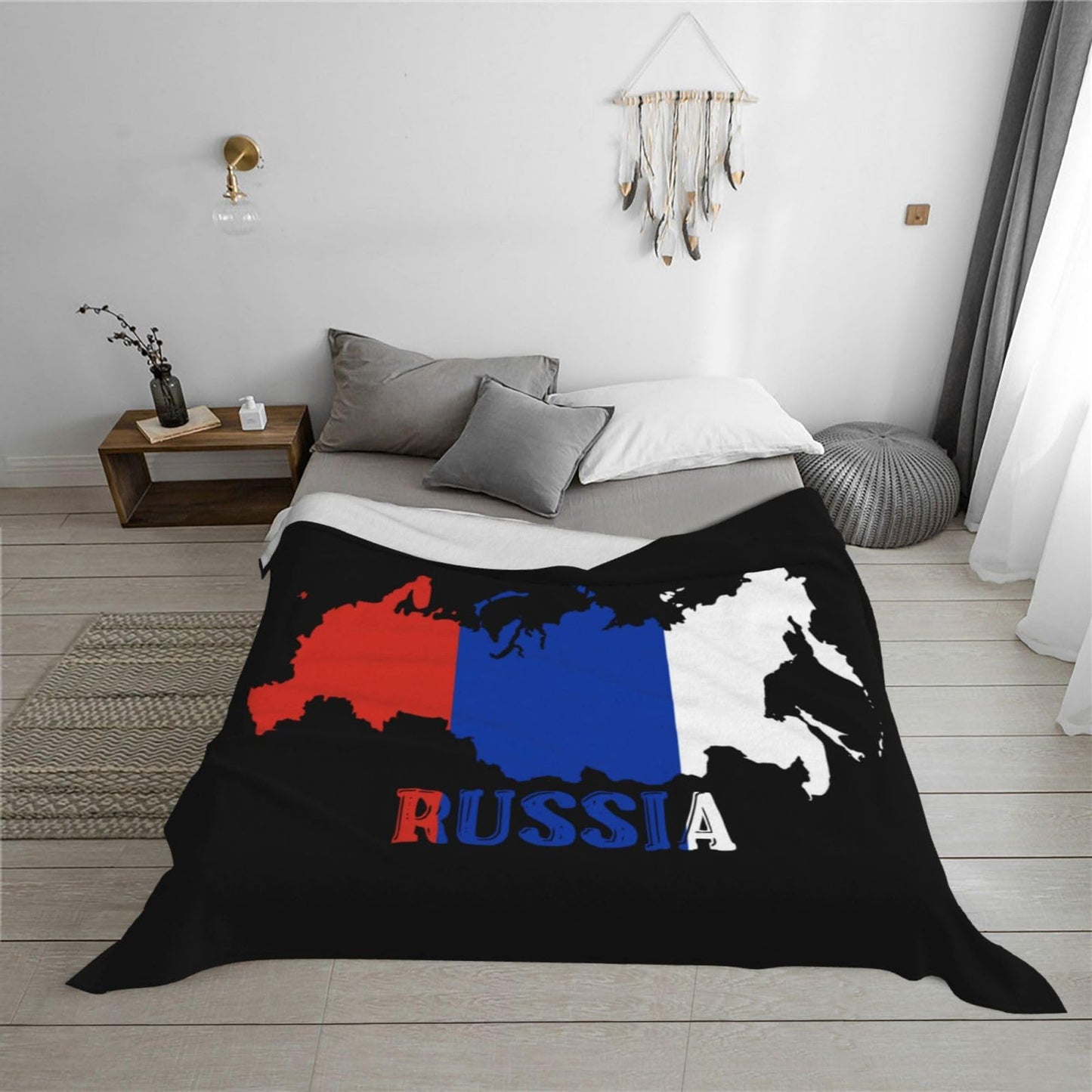 Russia Throw Blanket for Bed and Couch Warm Winter Style - Lightweight Cozy Blanket for All Seasons
