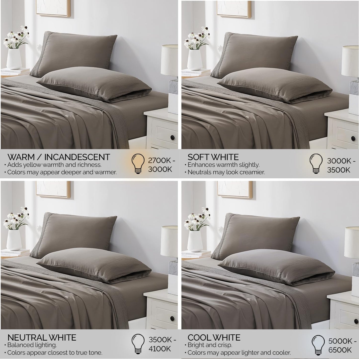 Southshore Fine Living, Inc. Queen Bed Sheets deep Pocket Set with 21" Deep Queen Fitted Sheet, Pillow Cases Standard Set of 2 | Hotel Luxury Quality | Easy Care Microfiber Sheets | Dark Taupe