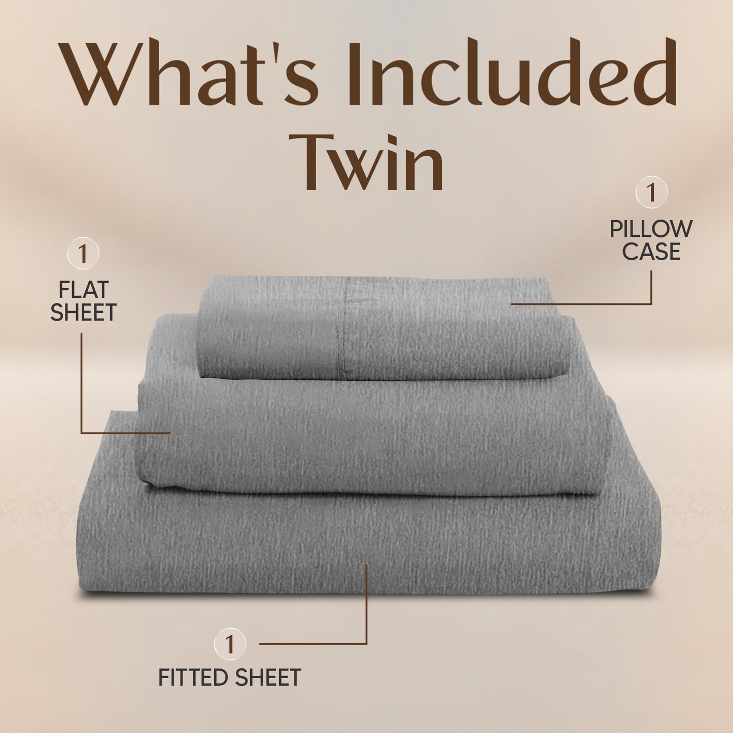 Utopia Bedding Twin Sheet Set – 3 Piece Bed Sheets for Twin Size Bed, Soft and Breathable Microfiber, Includes 1 Fitted Sheet, 1 Flat Sheet and 1 Pillowcase – Oeko Tex (Heather Grey)