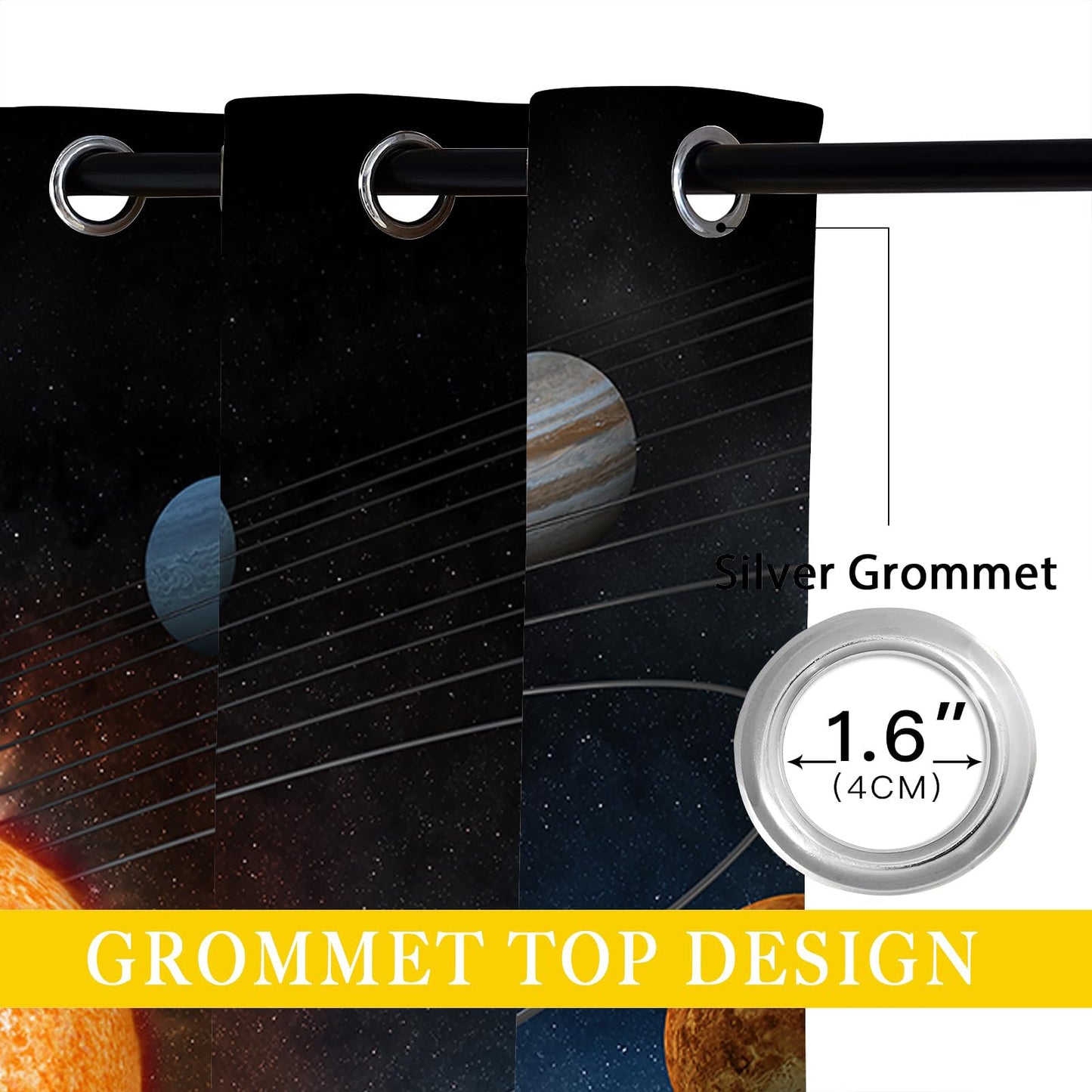 ONINUO Galaxy Planet Blackout Curtains for Girls Boy Home Decor, Space Universe Galaxy Earth Grommet Thermal Insulated Drapes Darkening Window Curtain for Bedroom Living Room, 42 x 45 Inch