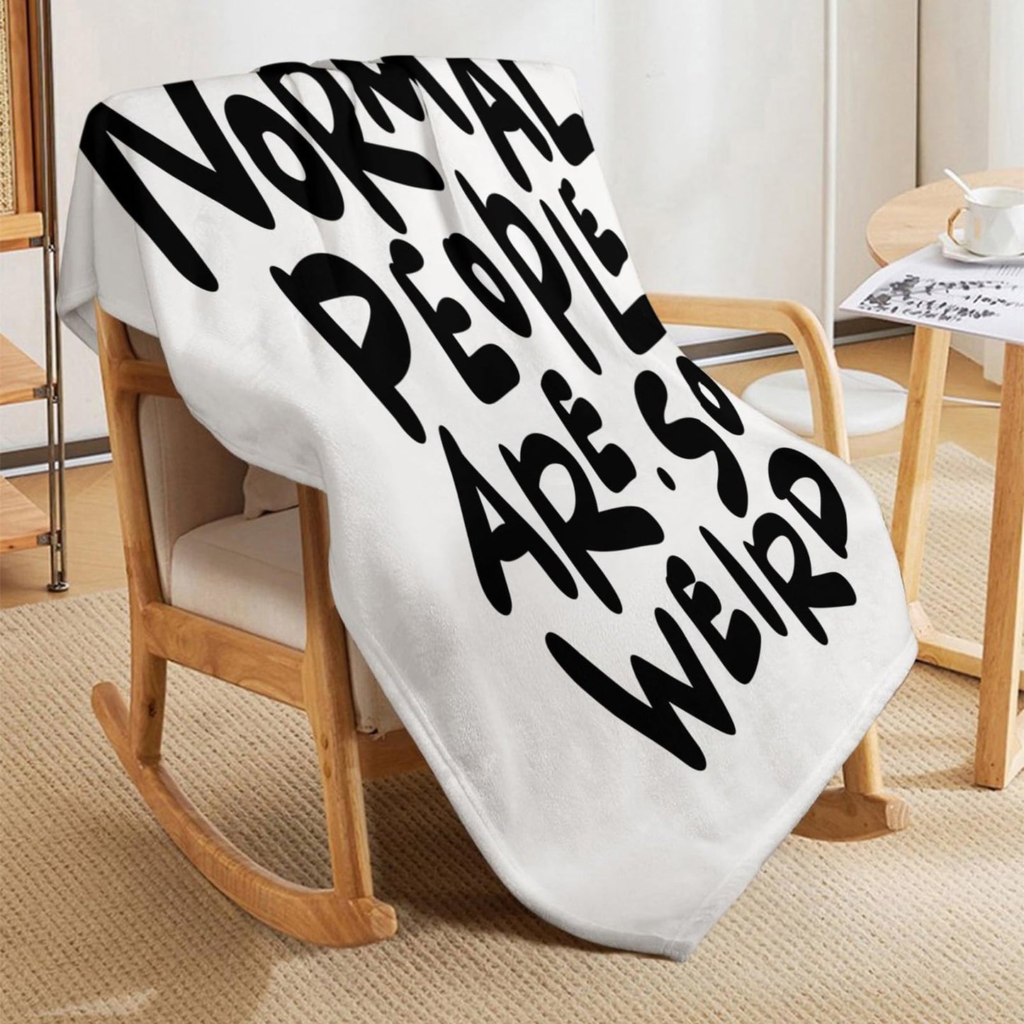 Throw Blanket 50x60 Inch,Normal People are So Weird Funny Hand Written Saying Cozy Soft Lightweight Fuzzy Flannel Blanket 60x50 Inch Suitable for Couch Bed Sofa Living Room in All Seasons