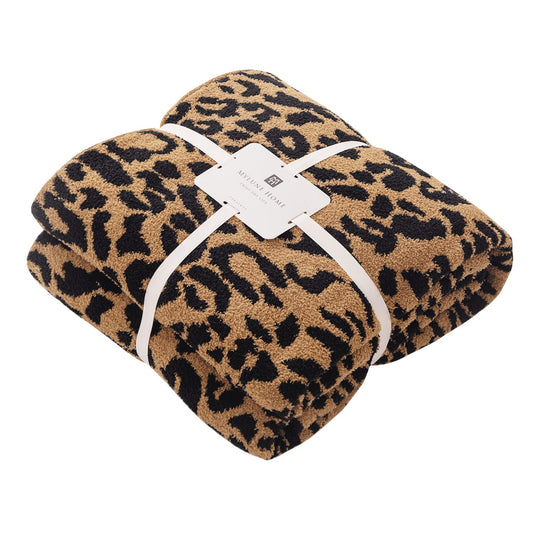 MH MYLUNE HOME Ultra Soft Leopard Throw Blanket (50x60 inches) Microfiber Blankets Plush Warm Reversible Cheetah Blanket Leopard Pattern Throw for Couch Bed Sofa - Brown, 50"x60"