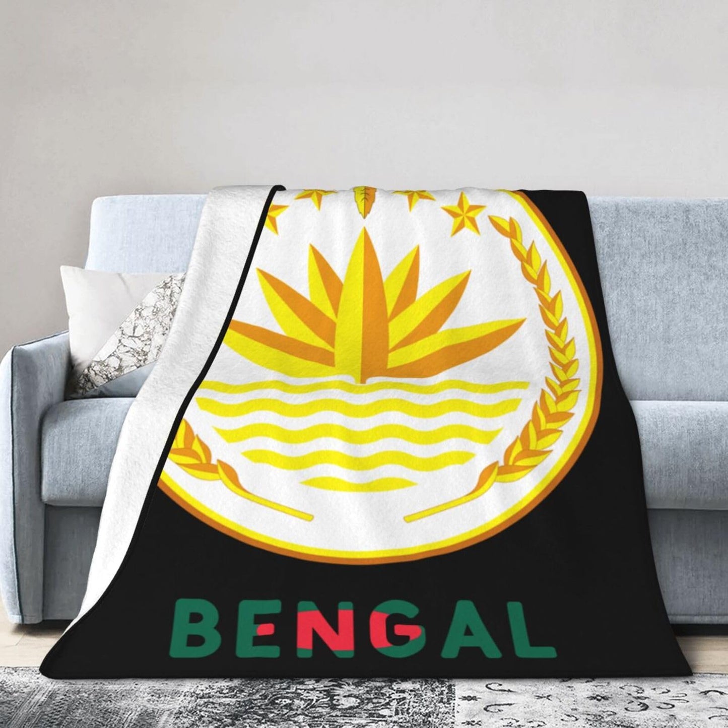 Bengal National Emblem Blanket Throw Blanket for Couch Sofa Plush Fleece Bed Blankets Lightweight Comfy Flannel Ultra-Soft Warm Blankets for Home Camping Travel Gift 50"X40"