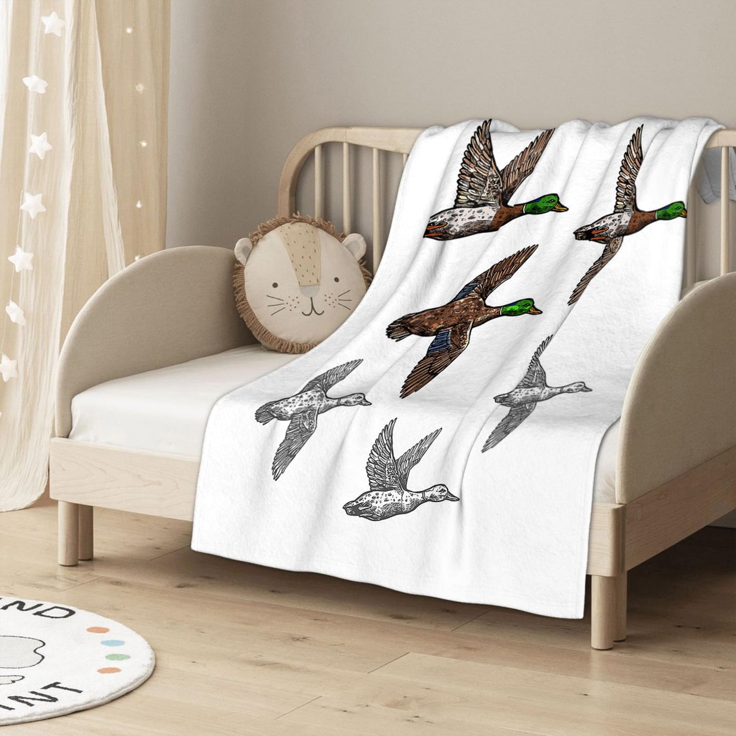 Throw Blanket 50x60 Inch,Duck Mallard Wild Bird Cozy Soft Lightweight Fuzzy Flannel Blanket 60x50 Inch Suitable for Couch Bed Sofa Living Room in All Seasons