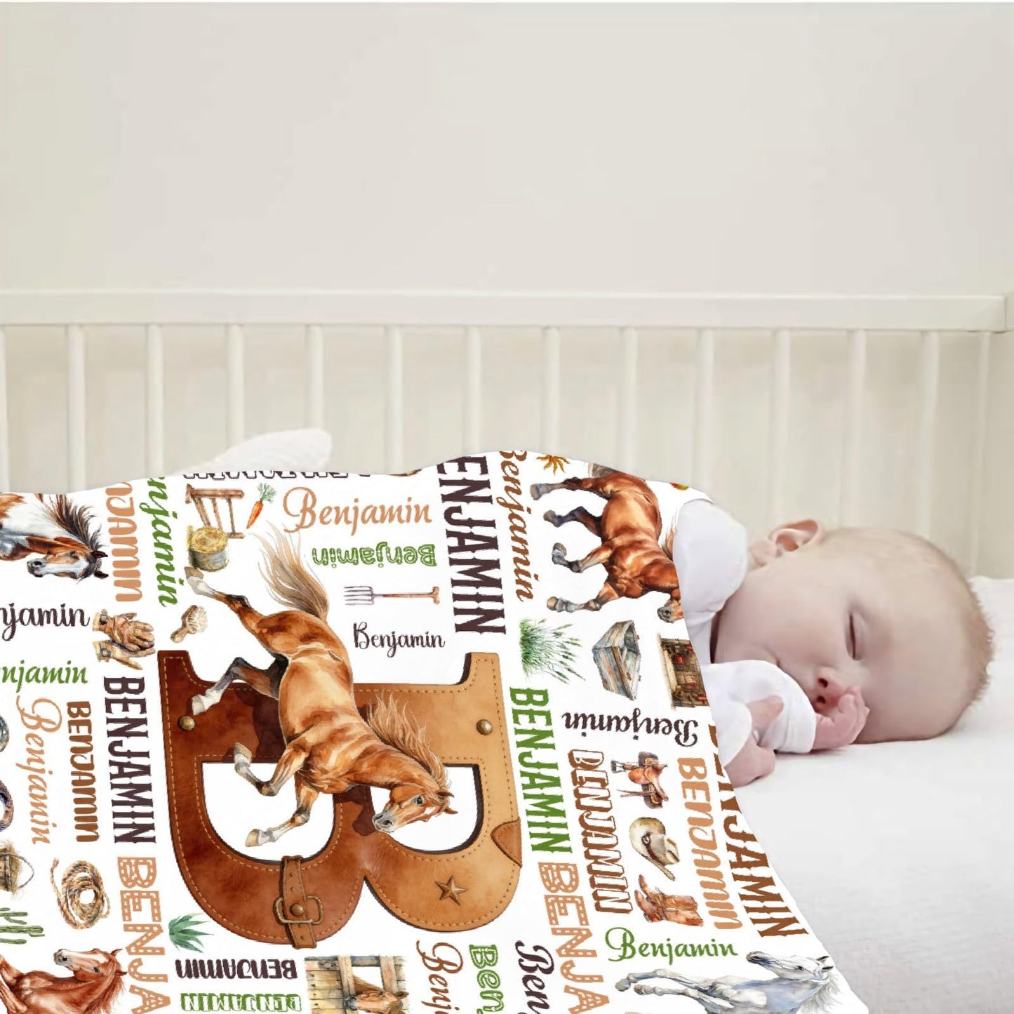 Custom Horse Blanket,Personalized Horse Gifts,Soft Flannel Throw for Bed Sofa,Lightweight,40 x 30in