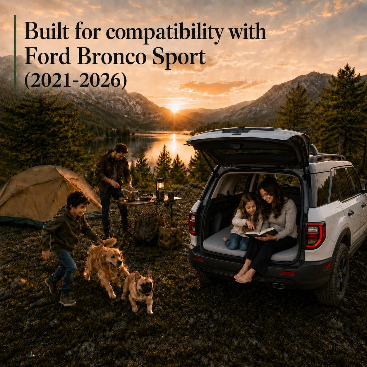 MGRFTOX Car Mattress Non-Inflatable Car Camping Mattress, Foldable Trunk Sleeping Pad with Split Design, Portable Car Bed for Road Trips, Camping, Travel, for Ford Bronco Sport，for Ford