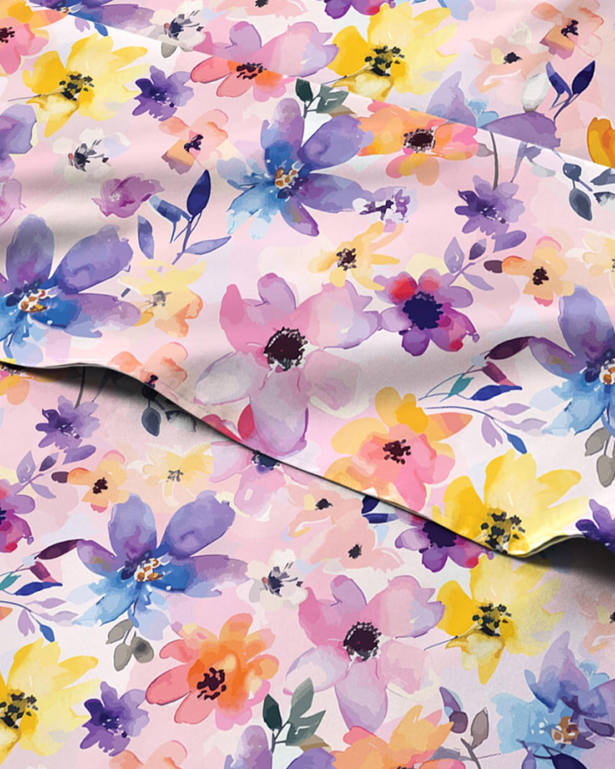Floral Sheets - Pink Flower Bed Sheet Set - 1 Flat, 1 Fitted & 2 Pillowcases w/ Deep Pockets - Comfy, Cozy, Wrinkle & Fade Free - Boho Botanical Bedding - Soft, Breathable and Cooling - King Size Set