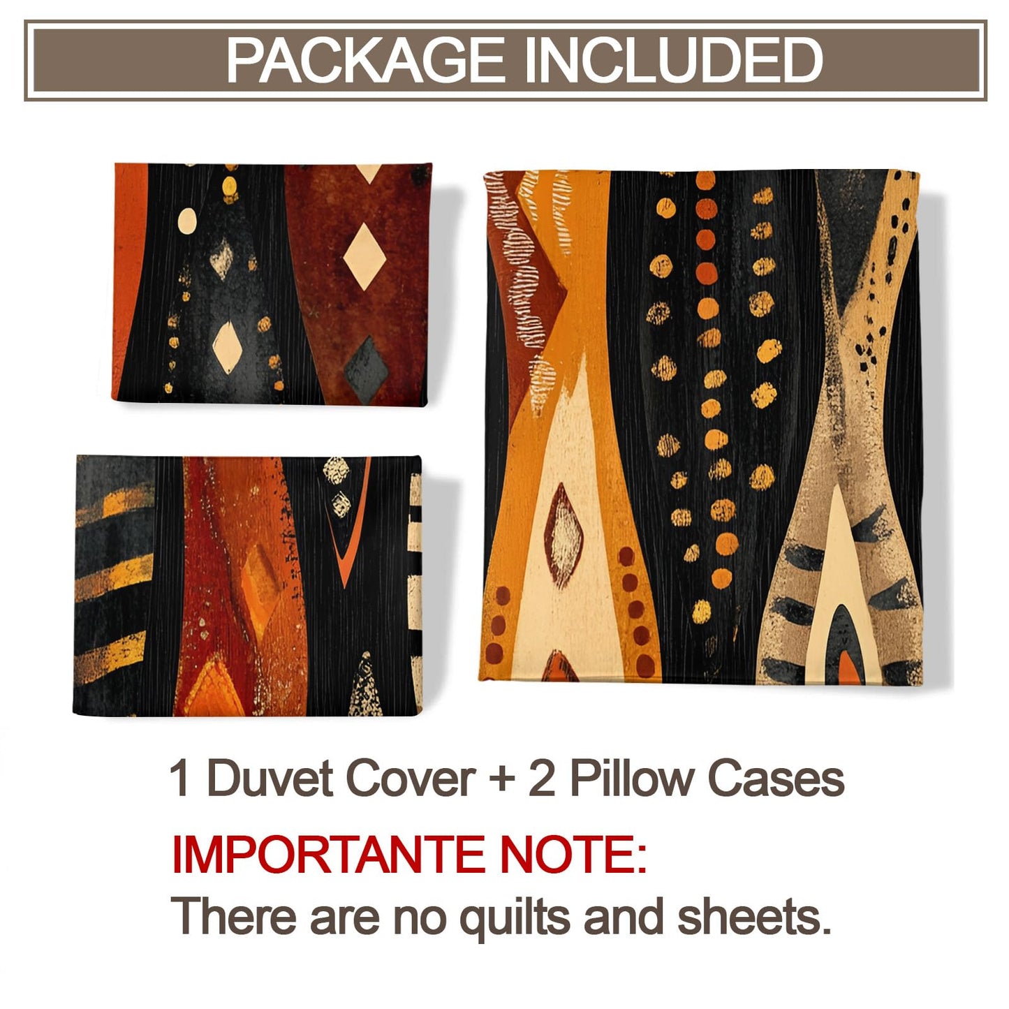 GKPLY Tribal Geometric Duvet Cover King, Ethnic Abstract Bedding Set with Zipper, Boho African Duvet Cover with 2 Pillowcases, Reversible 3 Pieces Earth Tone Bedding, Easy Care