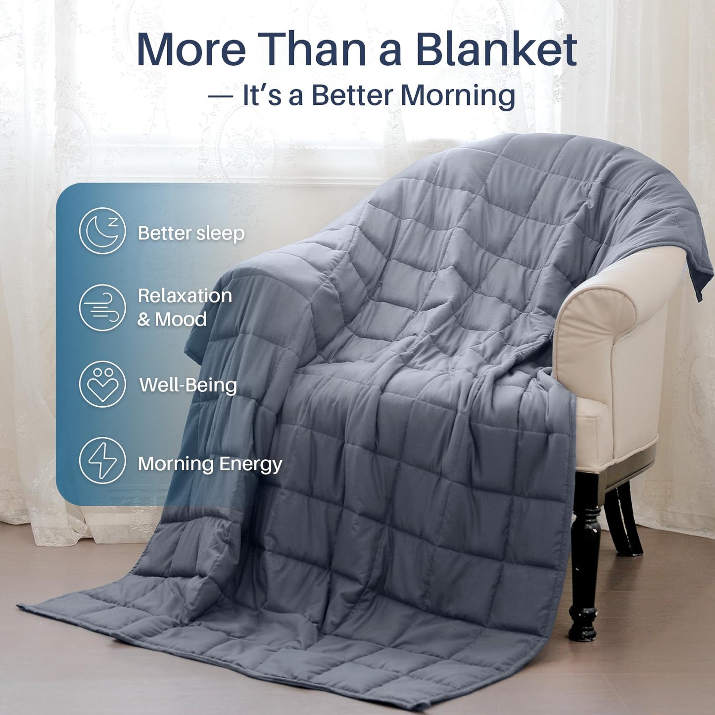 Weighted Idea Weighted Blanket for Adults (Dark Grey,48"x72",15lbs) Cooling Breathable Heavy Blanket with Premium Glass Beads All-Season Soft Thick Blanket
