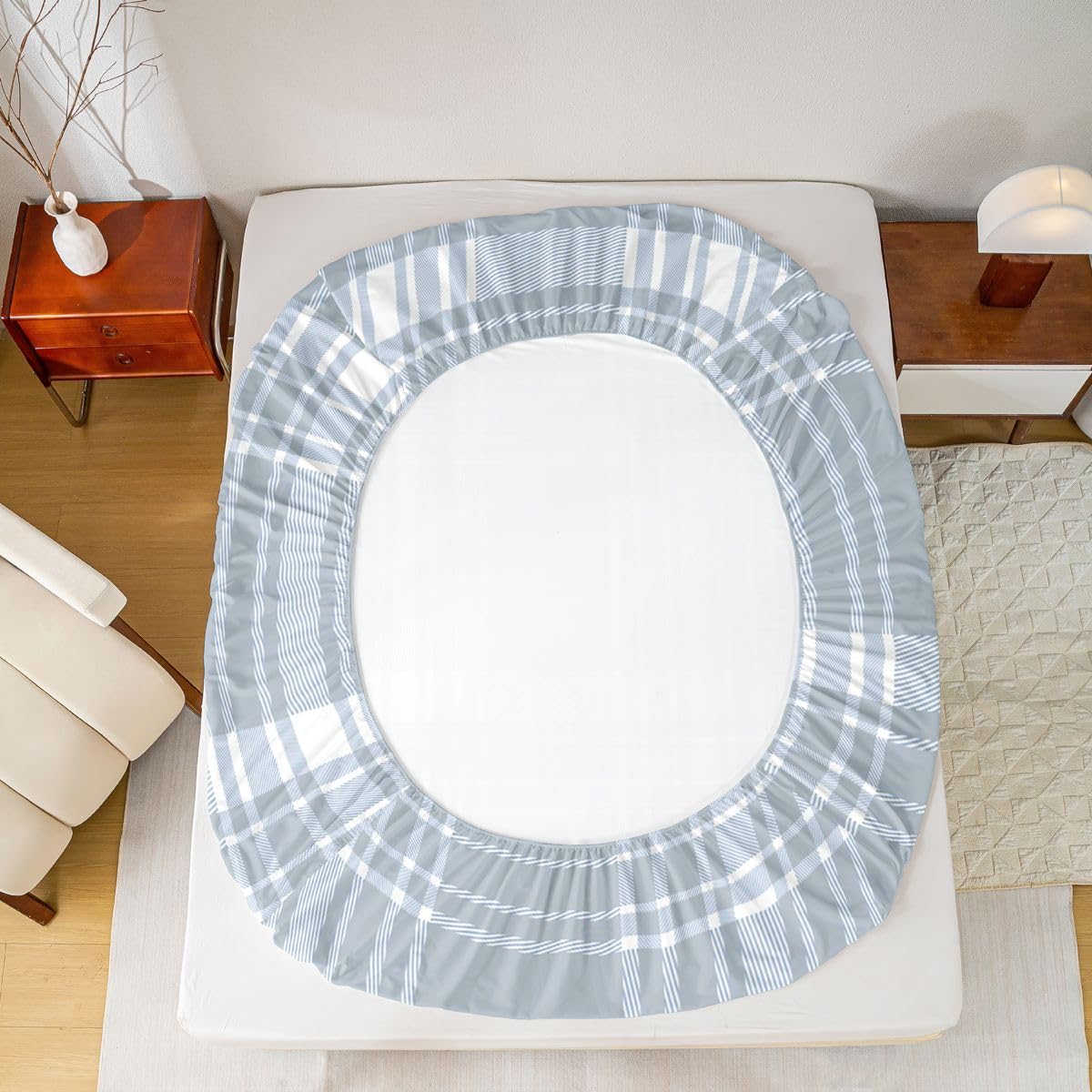 jejeloiu Classic Plaid Fitted Sheet with 1 Pillowcase Twin Size Gray Checkerboard Bed Sheets Set 16" Deep Pocket Boys Girls Farmhouse Bedding Aesthetic Grid Teens Bedroom Decor Breathable