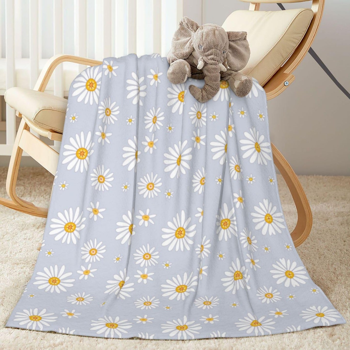 Abucaky Little Daisy Flowers Fleece Throw Blanket Ultra Soft Cozy Decorative Flannel Blanket for Home Bed Couch Chair Travel 40x30in