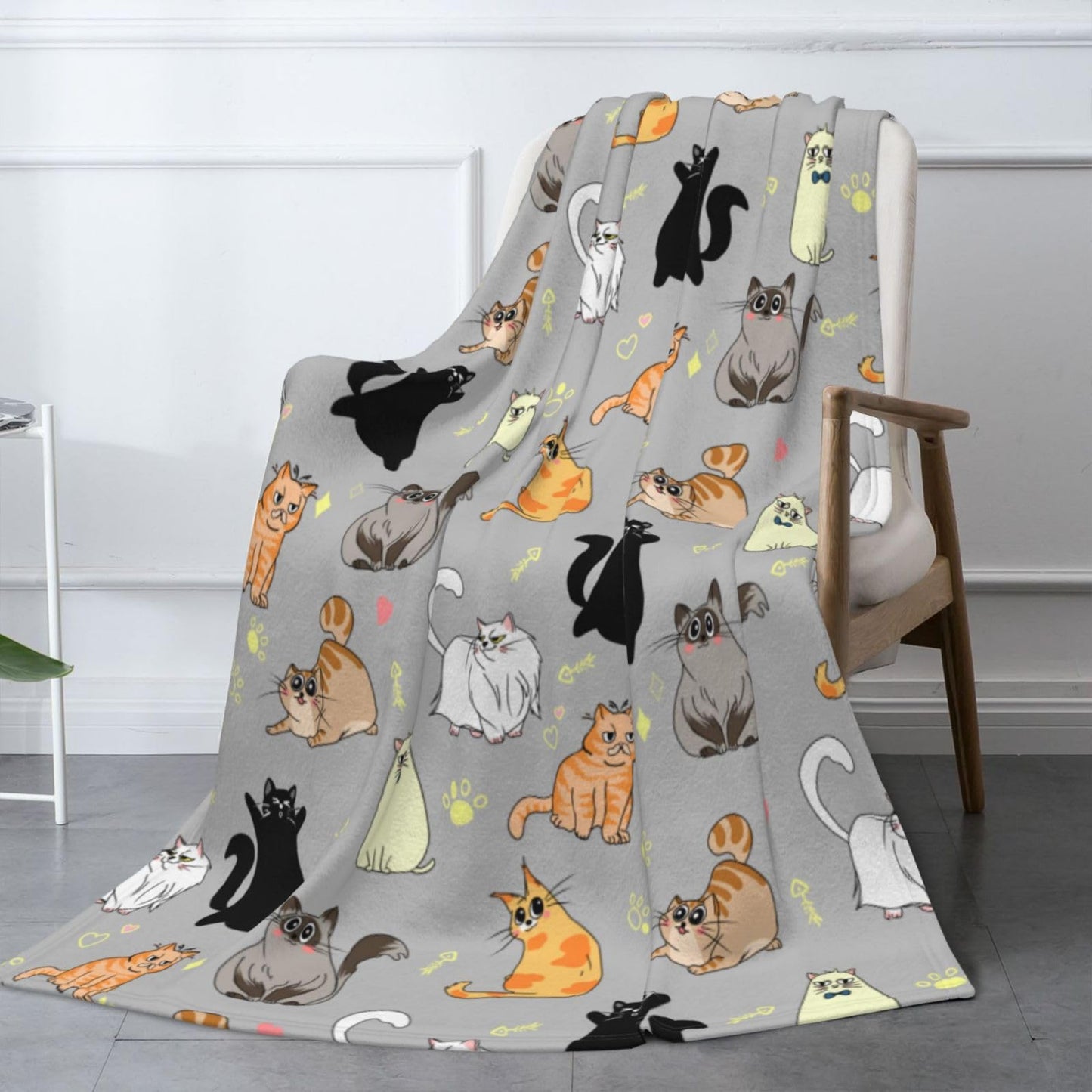 Cute Cat Throw Blanket Cozy Fluffy Plush Blanket Soft Flannel Throw Blanket for Kids Men Women Gift Sofa Bed Couch 50"x40" Christmas