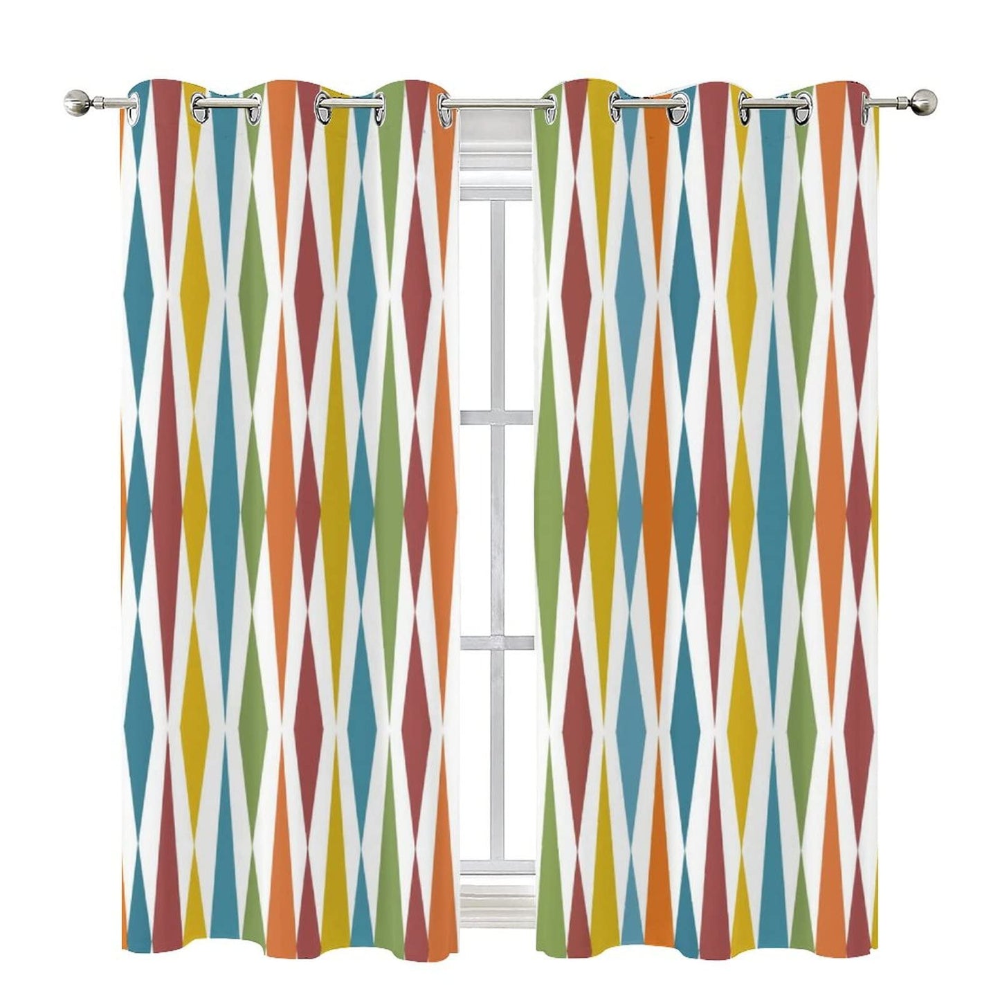 Kazynee Retro Mid Century Blackout Curtains for Bedroom,Abstract Modern Geometric Mid Century Colorful Rainbow Grommet Thermal Insulated Room Darkening Curtains Window Curtains 2 Panels 45L x 21W