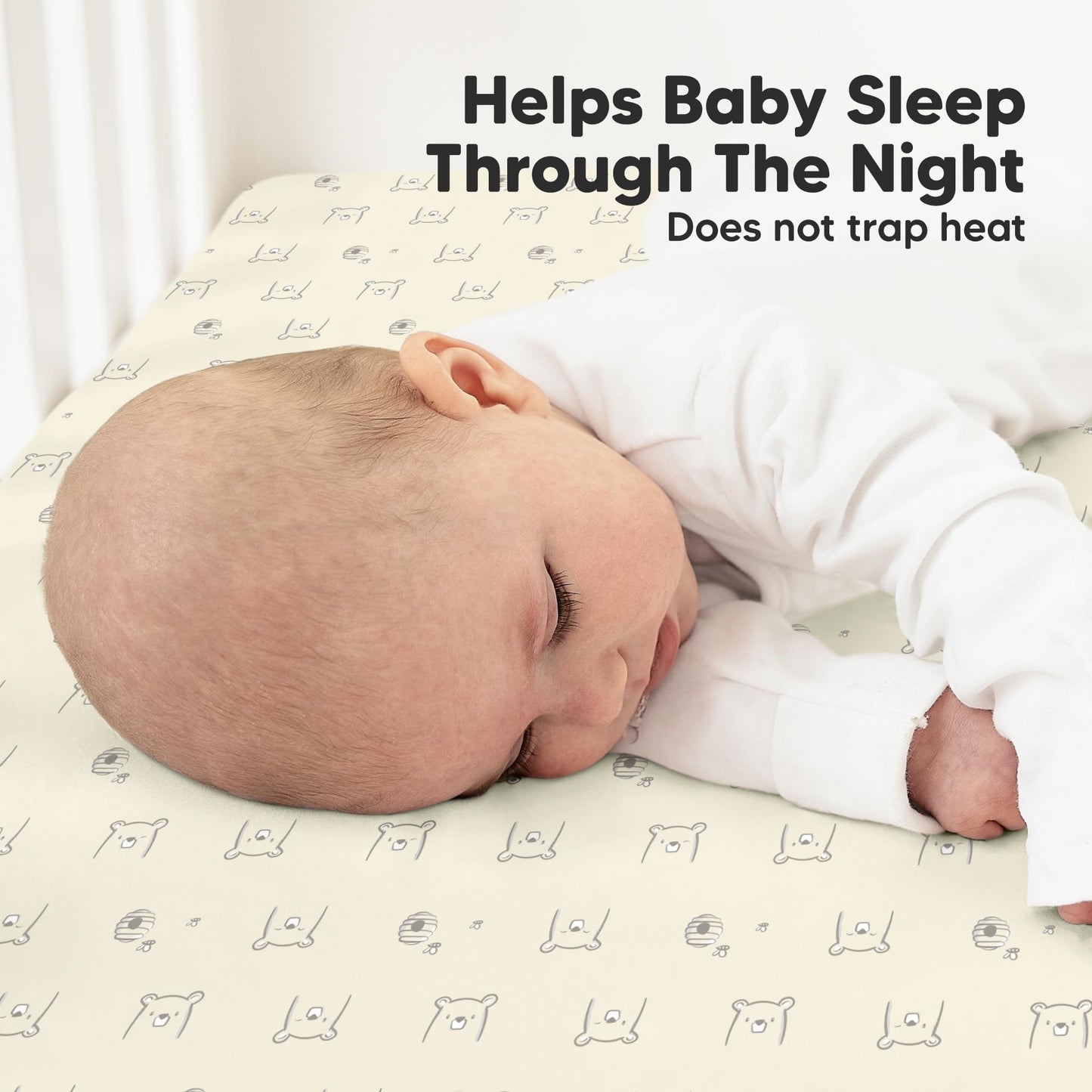 KeaBabies 2-Pack Organic Cotton Crib Sheets for Boys, Girls - 52x28 Fitted Crib Mattress Sheet Neutral, Breathable Cover for Baby Bed Set, Toddler Mattress, Soft & Cute Prints (Bumble Bear)
