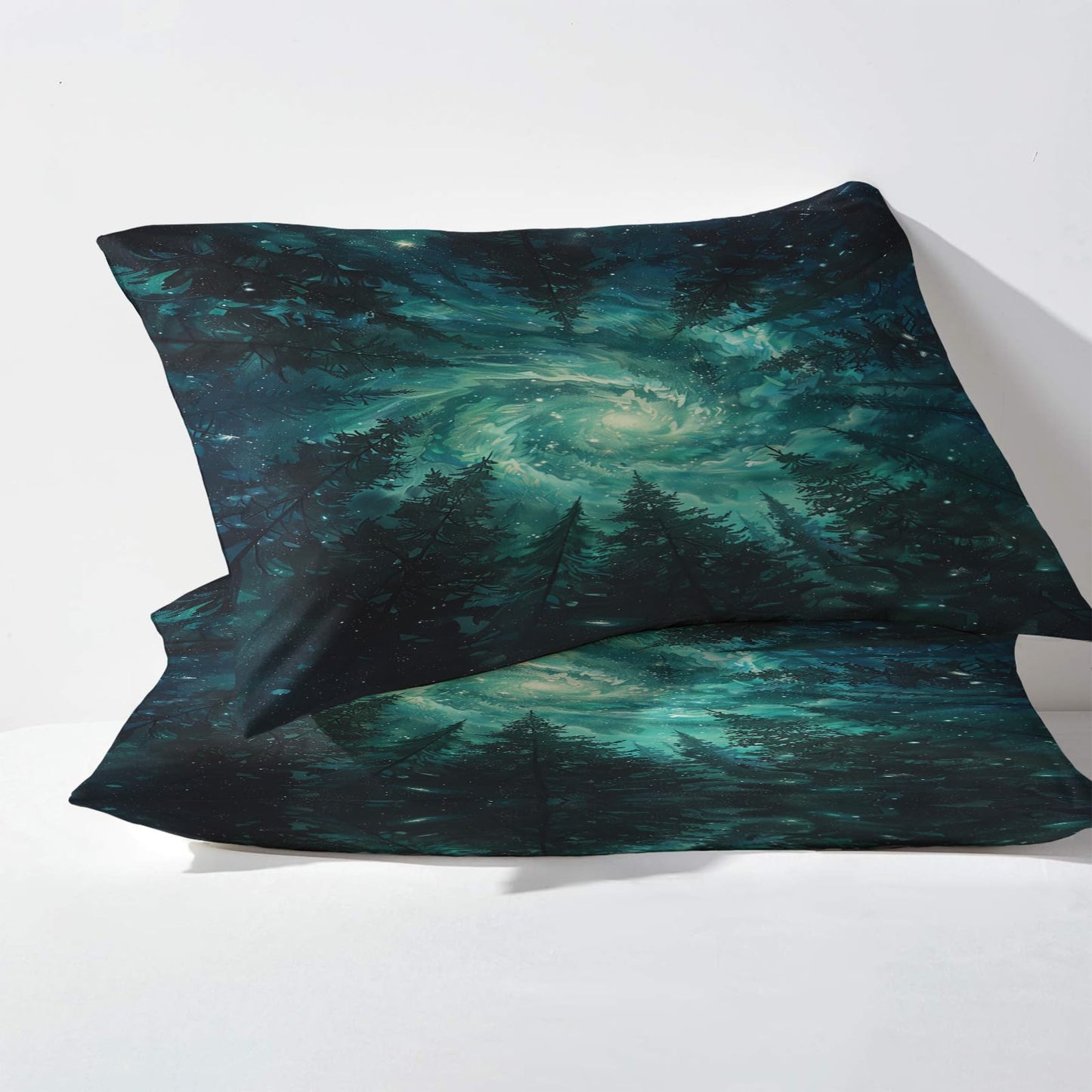 NOGAWA Forest Landscape Sheets King Size, Vortex Woodland Bed Sheets, Patterned Bedding Sheets & Pillowcases 4 Piece Set - Soft Microfiber Deep Pocket Fitted Sheet & Flat Sheet & 2 Pillow Cases