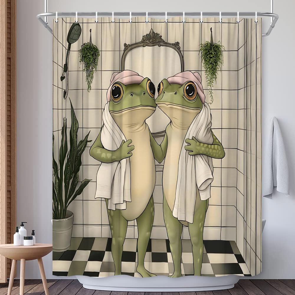 EUBTPA Funny Frog Polyester Shower Curtain 70X70 Inch