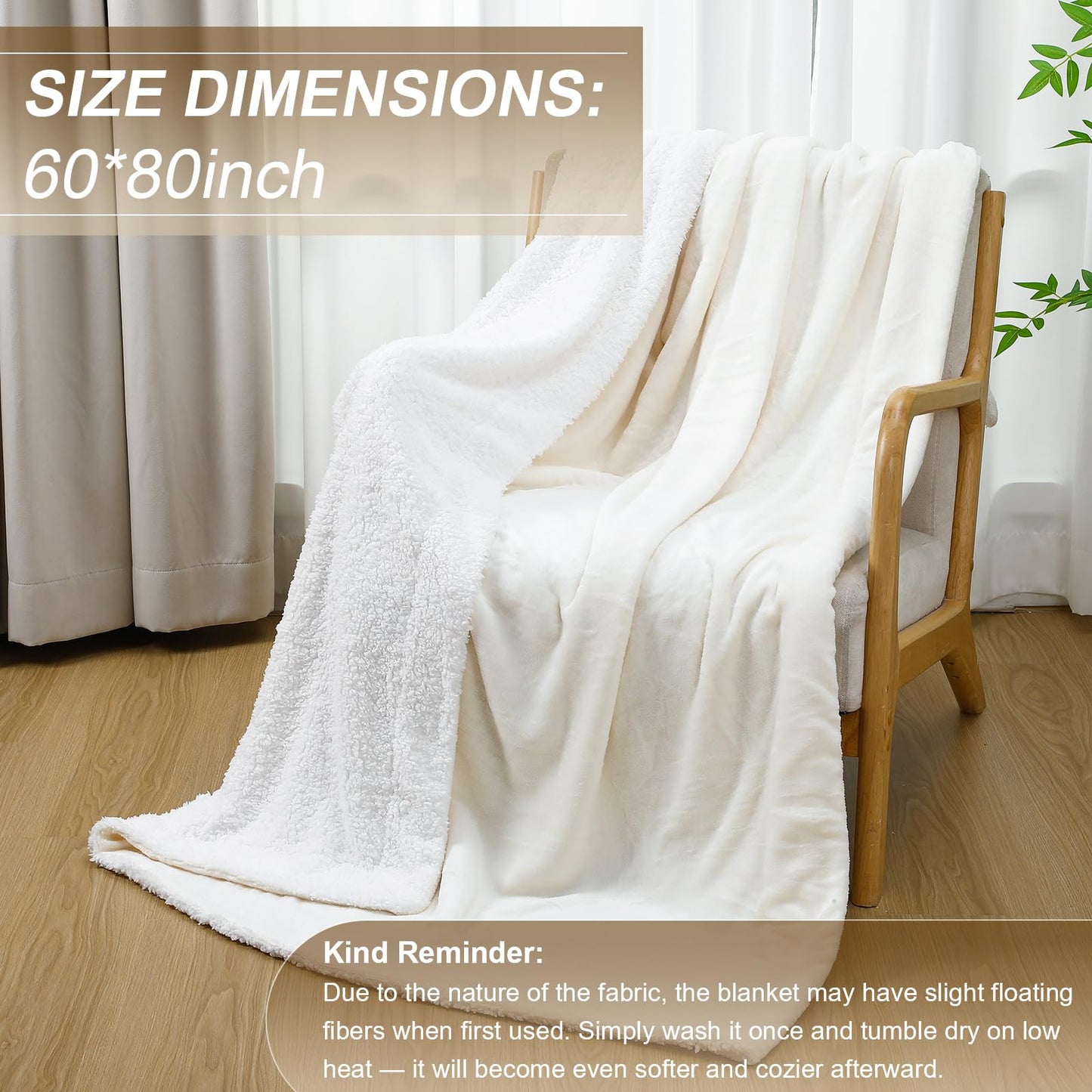 Newwiee 2 Pack 60 x 80'' Sherpa Fleece Throw Blanket Sherpa Plush Blanket Soft Fluffy Thick Flannel Throw Blankets Twin Size Winter Warm Blankets for Bed Sofa Couch(Beige)