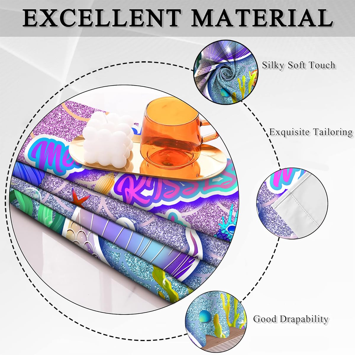 HIYSMT Mermaid Curtains for Girls Bedroom,4284inch Rainbow Fantasy Shining Fairy Fish Tail Little Mermaid Blackout Curtain,Princess Ocean Drapes for Kids Room,2 Panels HI03DX