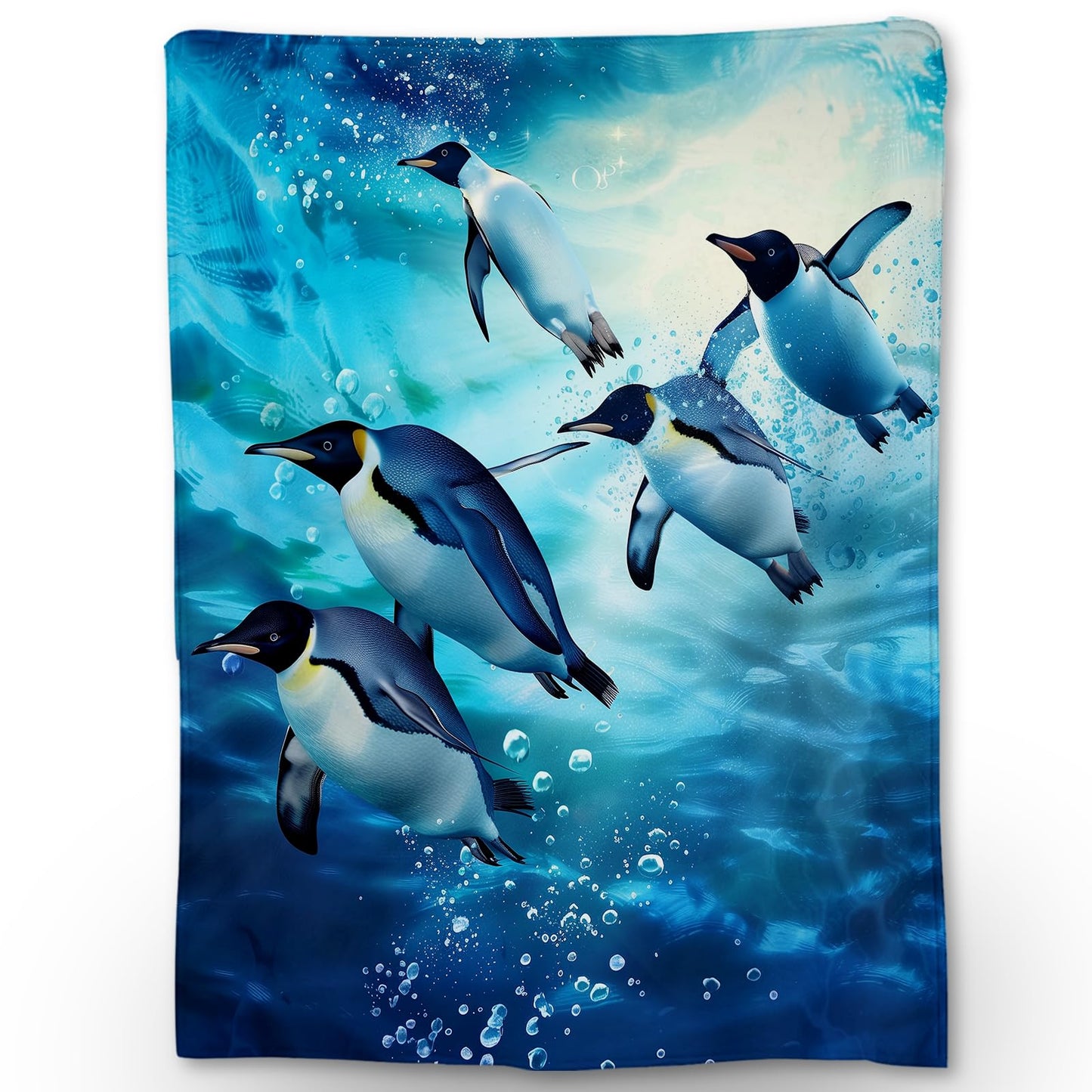 Ti Caldi Penguin Dive Blanket - Soft, Cozy, Lightweight, and Fuzzy Flannel Throw - Ideal for Couch, Bed, Travel, and Outdoor Activities - Fluffy Home Decor with Enchanting Underwater Design 60"x50"