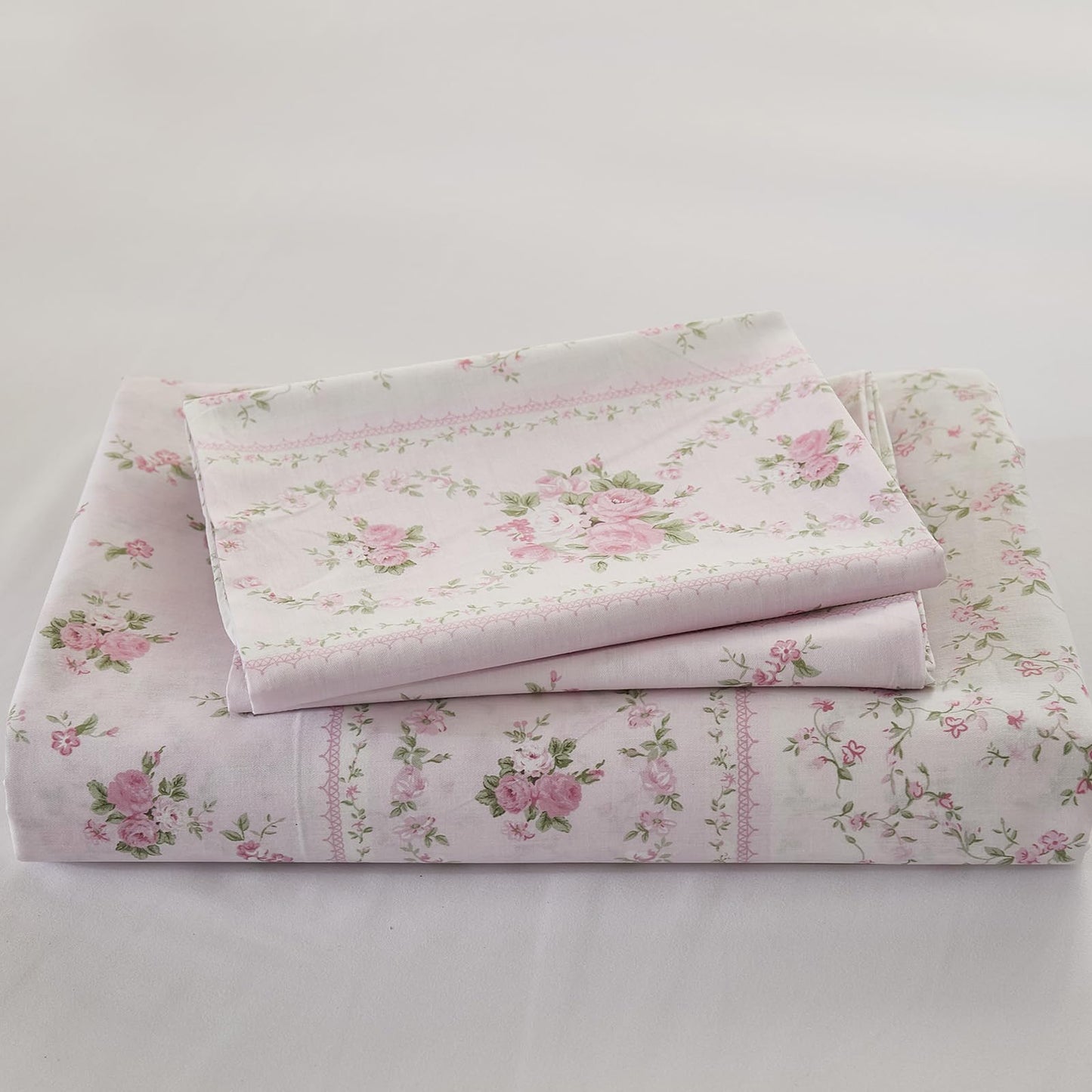 Cozaline Duvet Cover Queen Size - 100% Cotton Reversible Floral Duvet Cover Set with Zipper Closure, 3 Pieces Soft & Breathable Pink Aesthetic Bedding Set