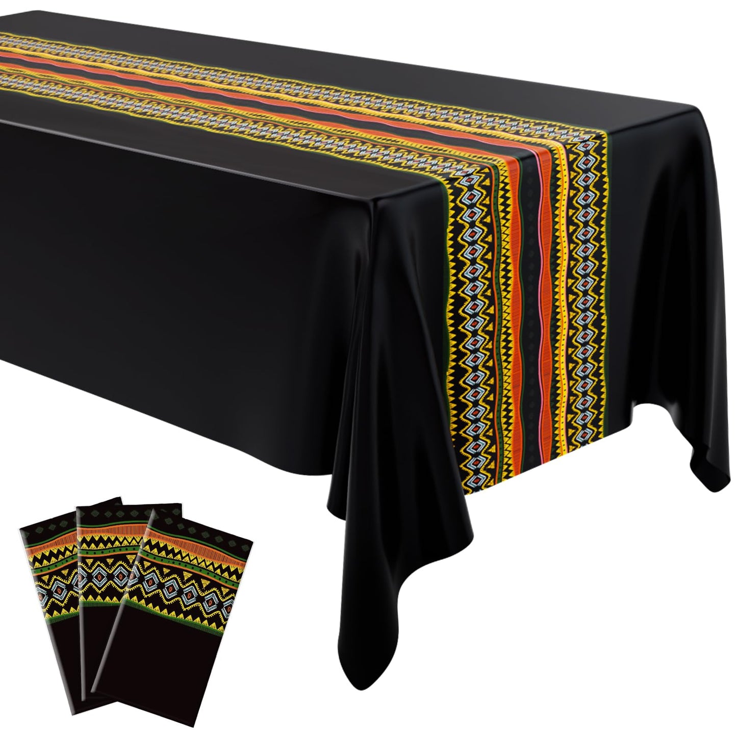 Oudain 6 Pcs Juneteenth Table Cloth, African Print Tablecloth Plastic Kwanzaa Waterproof Rectangle Tablecloths Disposable Table Covers 108 x 54'' for Picnic Dining Kitchen Black History Party Supplies