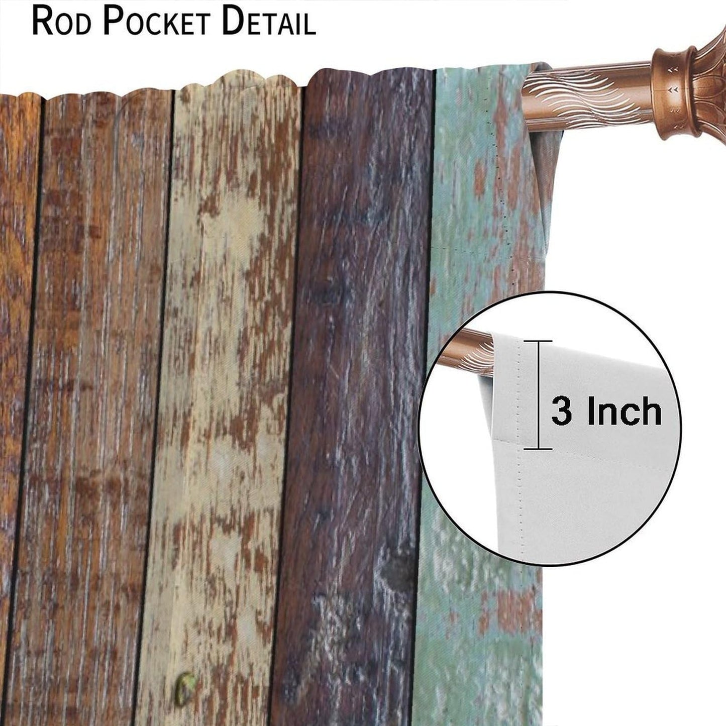 DKMQQUL Rustic Wooden Board Curtains, Color Weathered Wood Plank Farmhouse Barn Door Rod Pocket Thermal Drapes for Kitchen Living Room Bedroom Window Treatment, 42x45 Inch