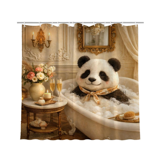 REZHOCH Boho Funny Panda Shower Curtain 72x72 Inch,Cute Animal in Bathtub Bubbles Vintage Home Bathroom Decor,Waterproof Fabric Farmhouse Rustic Bath Curtain Set with Hooks