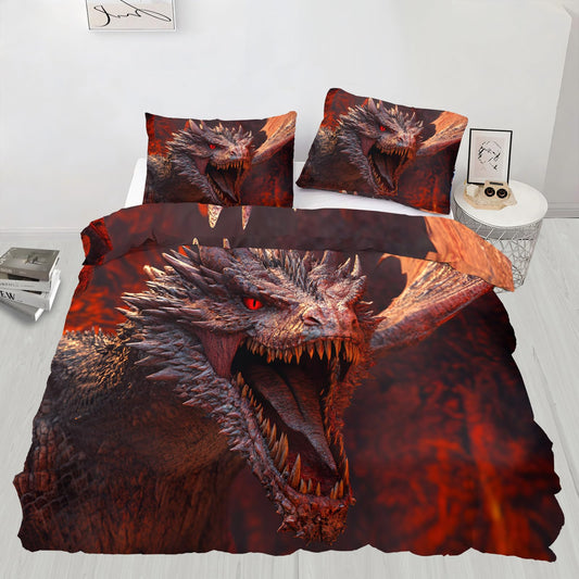 PAISUOQ Western Dragon Duvet Cover King, Mystical Dragon Comforter Cover with Zipper Ties, Fantasy Animals Bedding Set, 3 Pieces with 2 Pillow Cases, Home Decor & Gifts