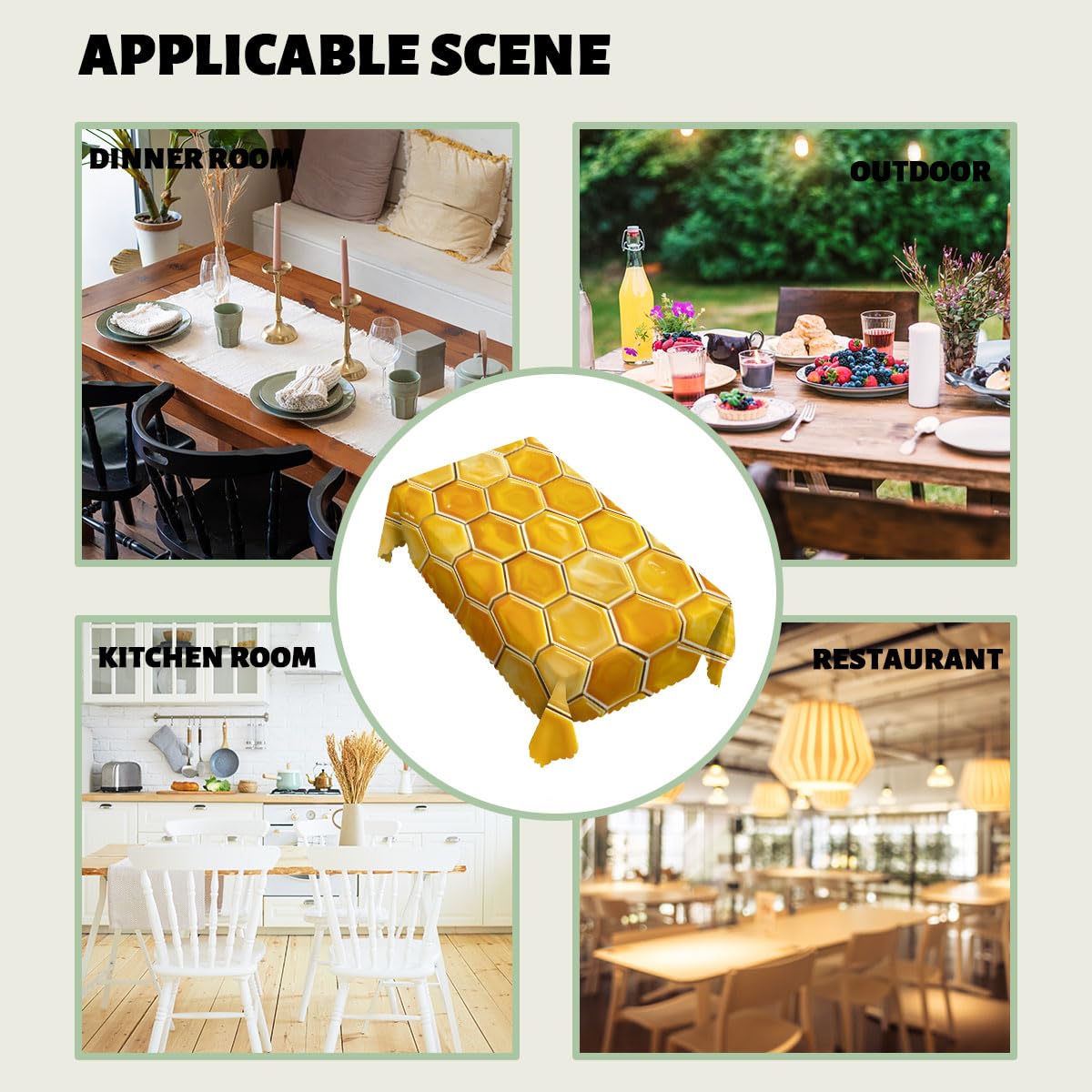 XYJFZL Beehive Tablecloth Yellow Gold Honeycomb Grid Art Bee Rectangle Tablecloth Picnic Table Cover BBQ Table Cloths Polyester for Kitchen Coffee 52 x 70 Inch 4-6 Seats