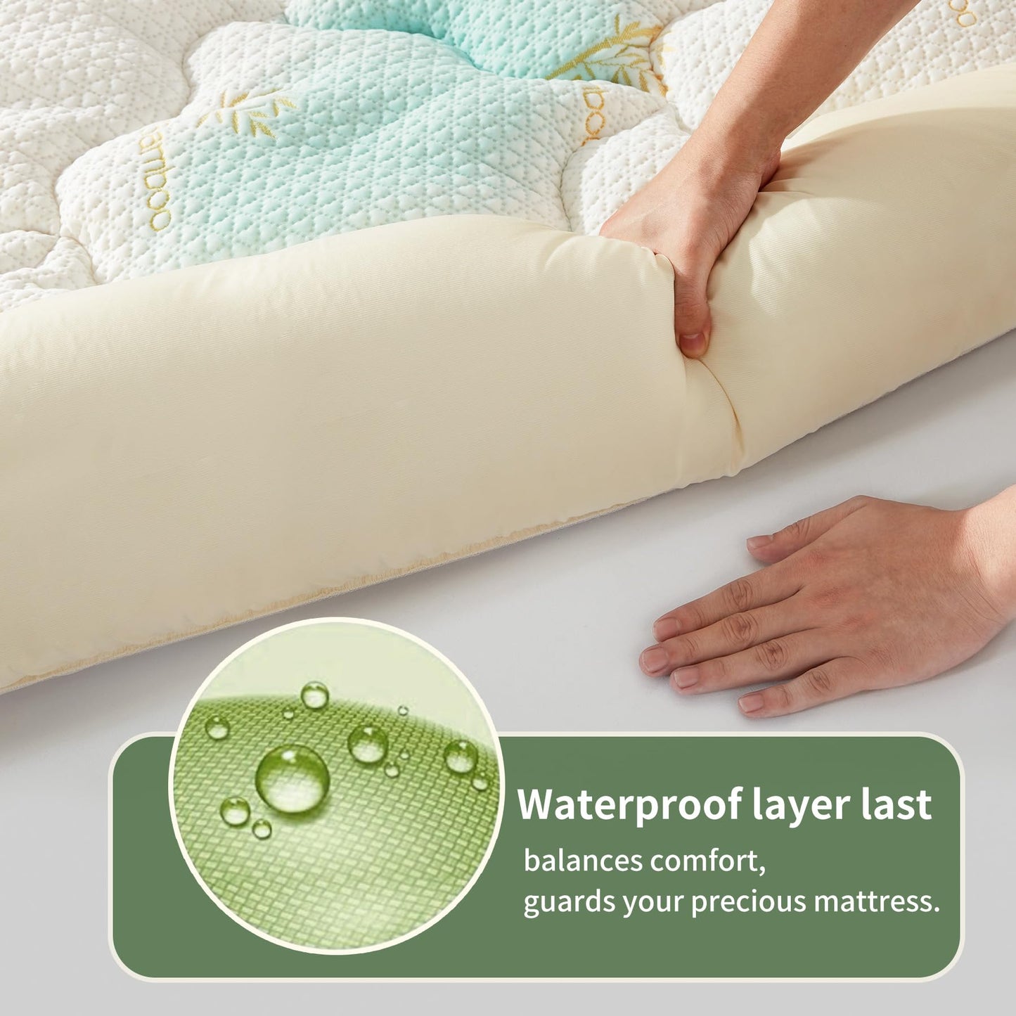 Premium 100% Waterproof Full Mattress Topper, Breathable Mattress Pad, Rayon from Bambo Bed Protector, Deep Pocket Sheet Cover 8"-21"