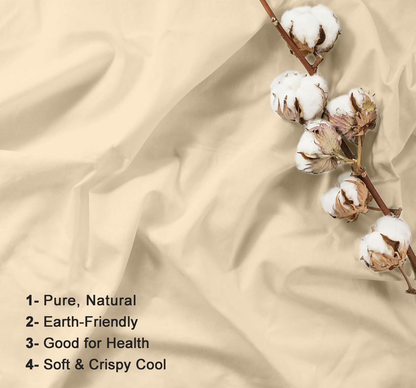 RUVANTI 100% Cotton Percale Sheets, Full Size, Beige