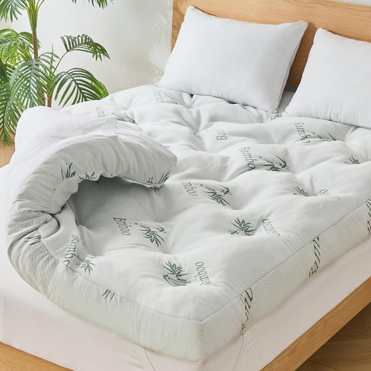 WhatsBedding 4 Inch Memory Foam Mattress Topper Queen for Back Pain Relief, Filled with Breathable Gel Memory Foam, Cooling Bamboo Viscose Air Layer, Supportive Pillow Top Mattress Topper