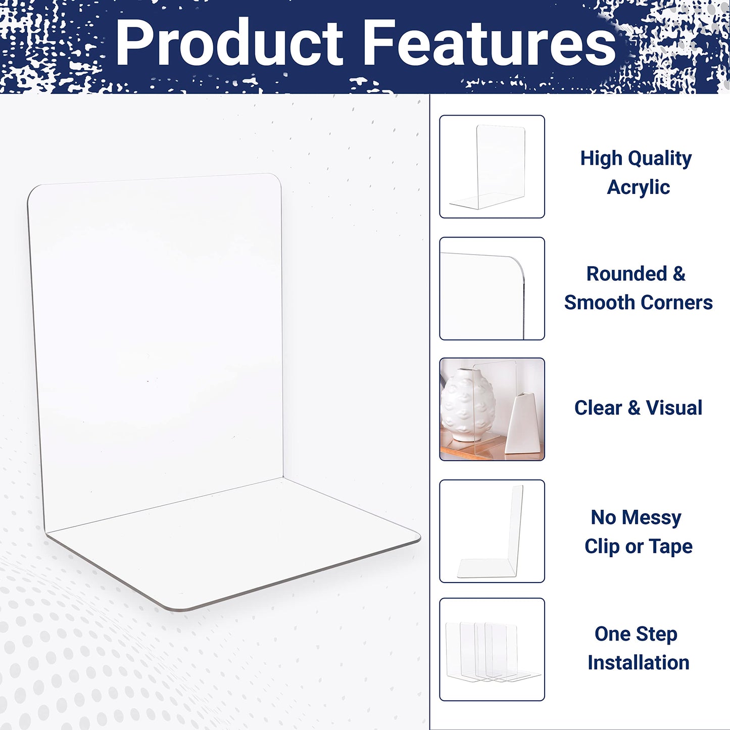 True 4U 6 Pack Acrylic Shelf Dividers for Organizing, Easy to Install Clear Shelf Dividers, Sturdy Shelf Divider for Home Organization and Office