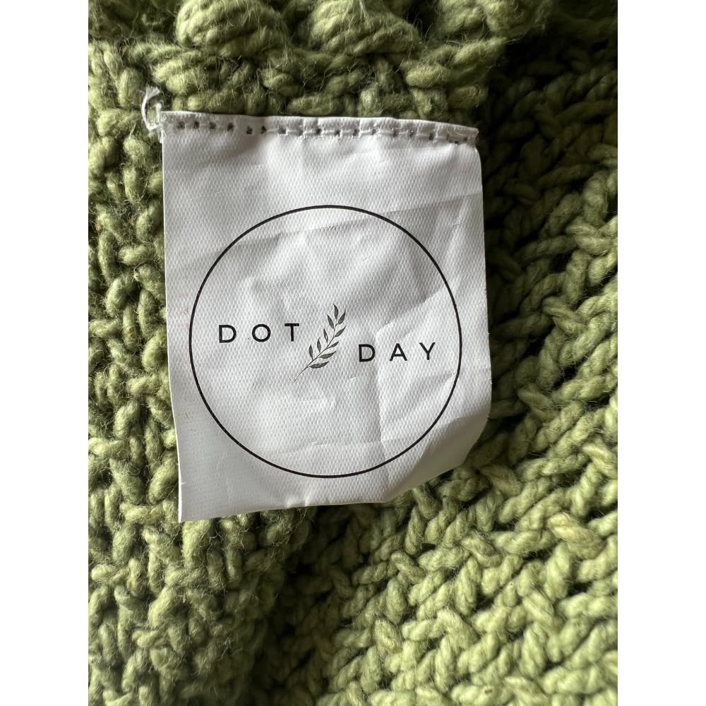 Dot Day Handwoven Cotton Throw Blanket – Chunky Knit, Soft & Breathable – 100% Cotton, 51x63 inches – Cozy Couch, Bed, Baby Nursery, Rustic Farmhouse Decor – Machine Washable (Sage Green)