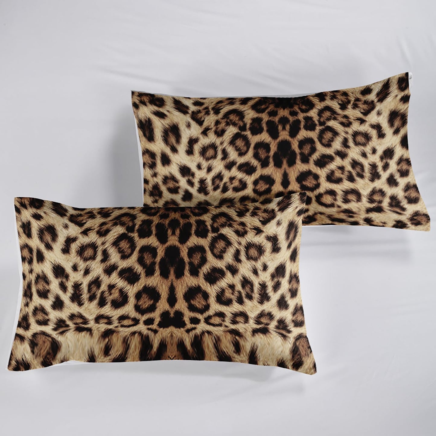 QOOMO 3Pcs Leopard Print Comforter Set Twin,Cheetah Bedding Set for Teens Boys Girls,Brown Leopard Printed Comforter with 2 Pillowcases,Down Alternative,Soft and Lightweight