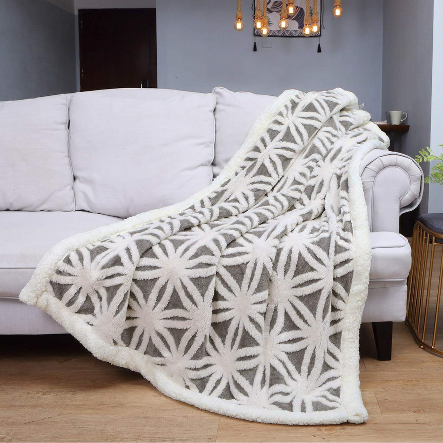 LOMAO Sherpa Fleece Blanket Gifts for Mom Dad Cozy Soft Throw Blanket for Women Men Birthday Gifts Dual Sided Couch Sofa Bed Blanket (Grey,51x63)