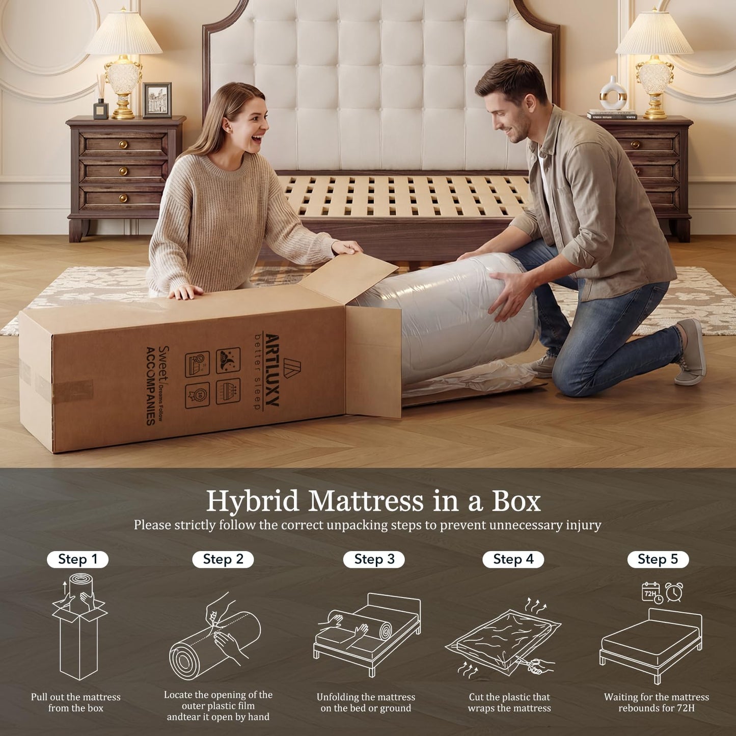 Artluxy Full 14 Inch Hybrid Mattress – Medium Firm, with Gel Memory Foam and Pocket Springs for Pressure Relief and Zoned Support, CertiPUR-US Certified. (Gray-Black, Full, 14, 14, Inches)