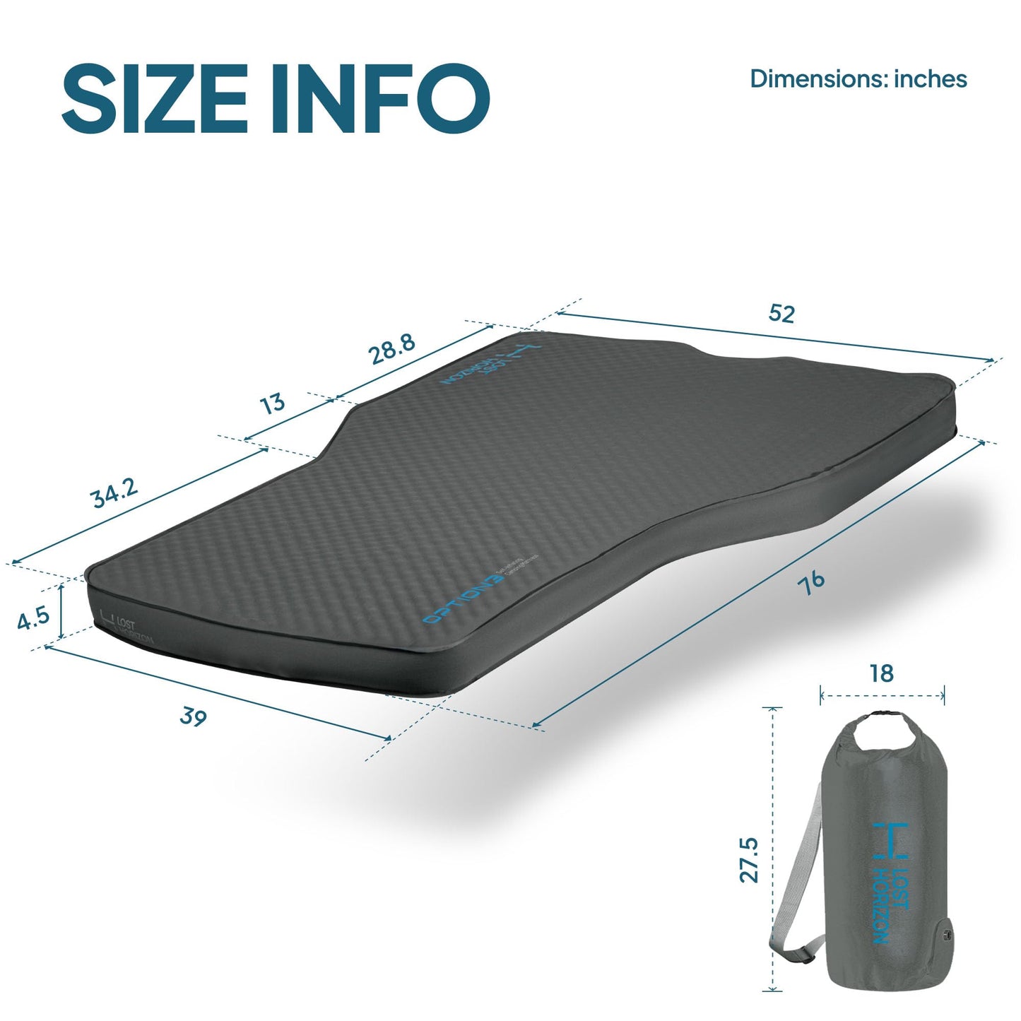Lost Horizon Air & Foam Camping Mattress for Tesla Model Y (2020–2024), Self Inflating Sileeping Pad with Air Pump, 4.5" Thick, R-Value 13