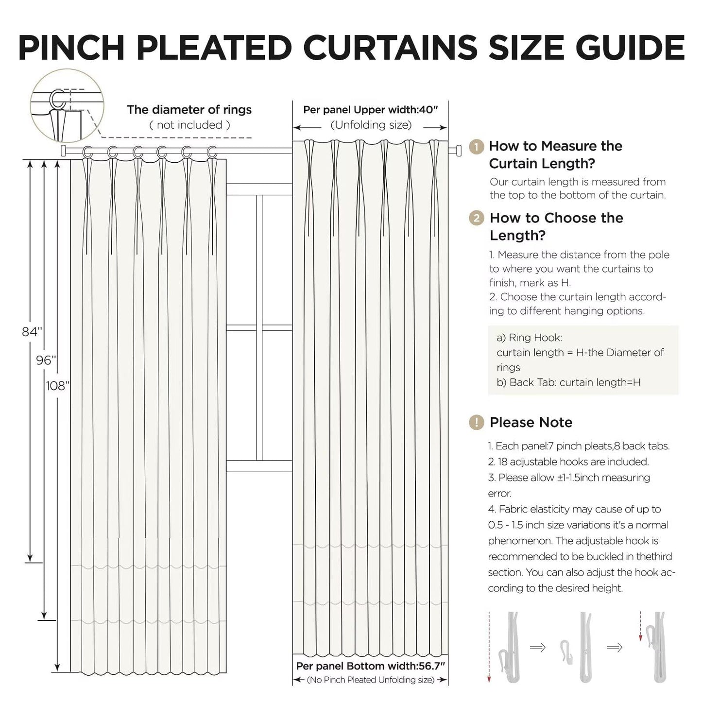 Joydeco Olive Green Pinch Pleated Linen Curtains 84 Inch Long 2 Panel Set for Living Room, Semi Sheer Curtain for Bedroom, Back Tab Light Filtering Drapes with Adjustable Hooks (40”W x84”L)