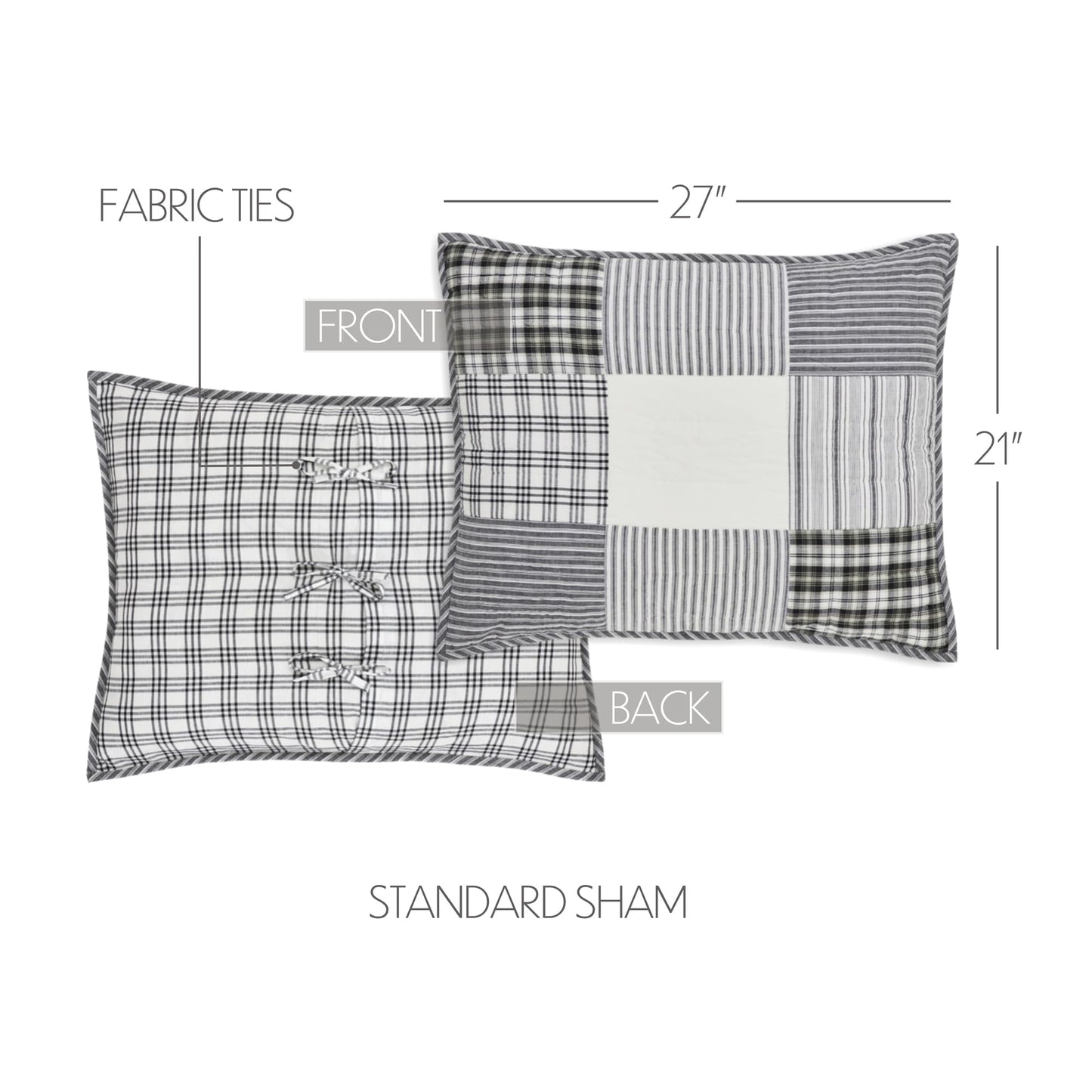 VHC Brands Sawyer Mill Black 5 Piece Queen Quilt Set (1 Queen Quilt, 2 Standard Shams, 2 Standard Pillowcase)