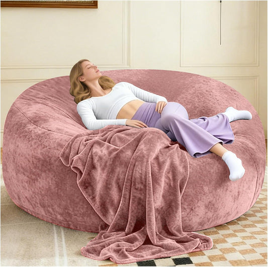 Big Bean Bag Chairs for Adults ，6FT Bean Bag Chair with Filler Memory Foam Chair Super Soft Plush, Living Room Furniture, Suitable for bedrooms,Reading Chairs (Pink, 6FT)
