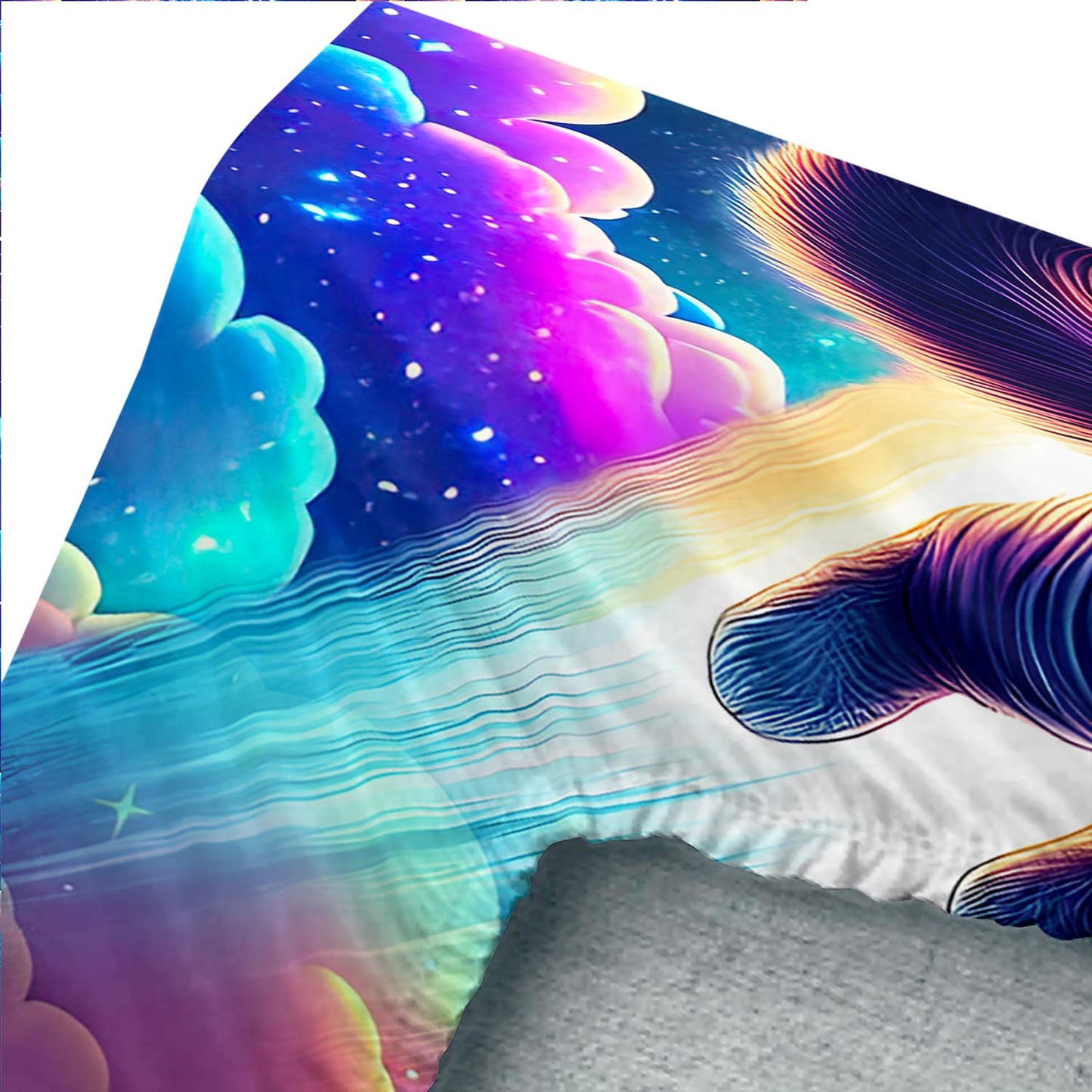 AILONEN 3D Kids Astronaut Bed Sheet Set - Fitted Sheet with 2 Pillowcases, Colorful Galaxy Ship Pattern