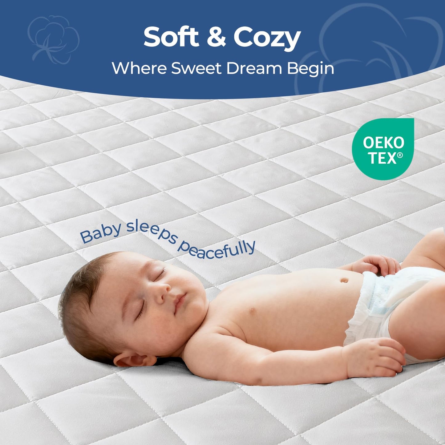 EXRUBY Queen Waterproof Mattress Protector - 100GSM Quilted Mattress Pad with Diamond Pattern - 8-20" Extra Deep Pocket Fitted Cover - Breathable& Noiseless