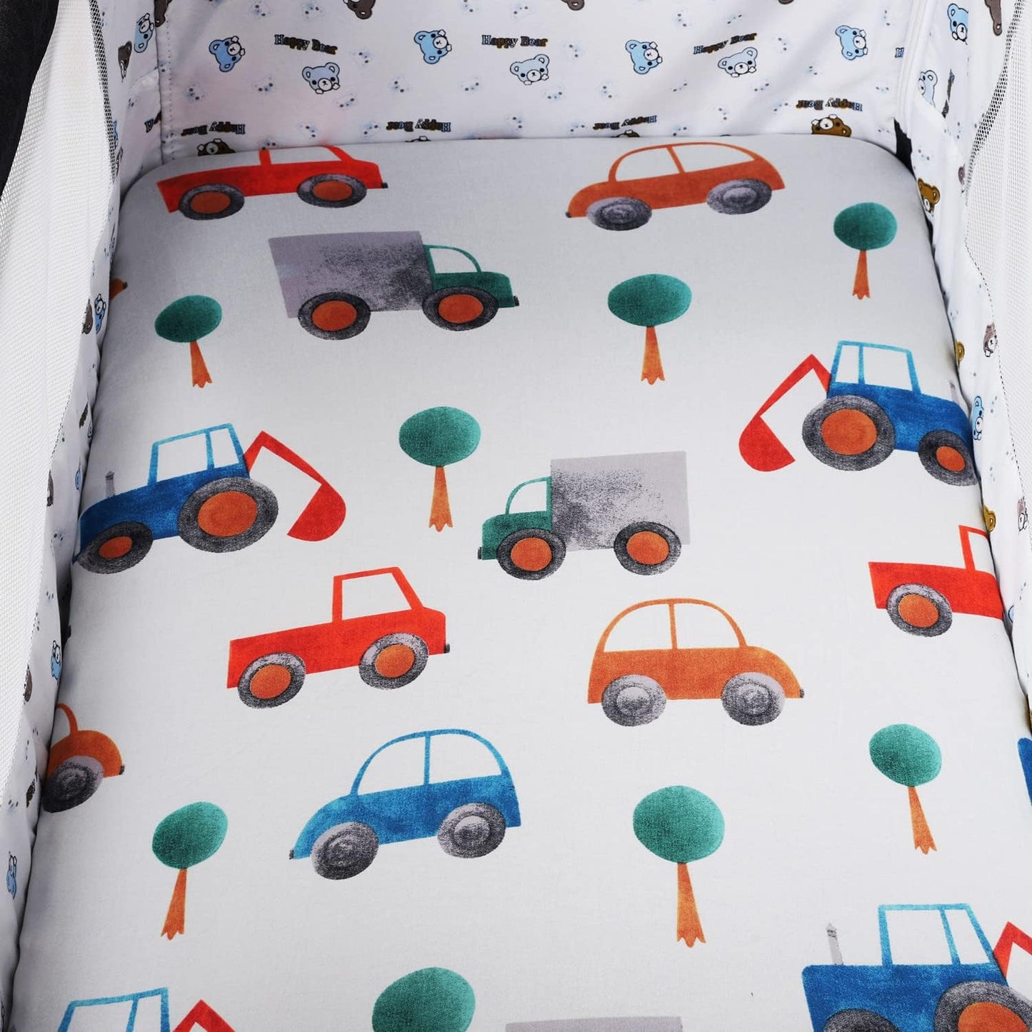 Tontukatu Pack n Play Sheet Stretchy Fitted Portable Mini Crib Sheets Set 2 Pack,Playard Sheets Convertible Playard Mattress Cover,Ultra Soft Jersey Material, Rocket & Car