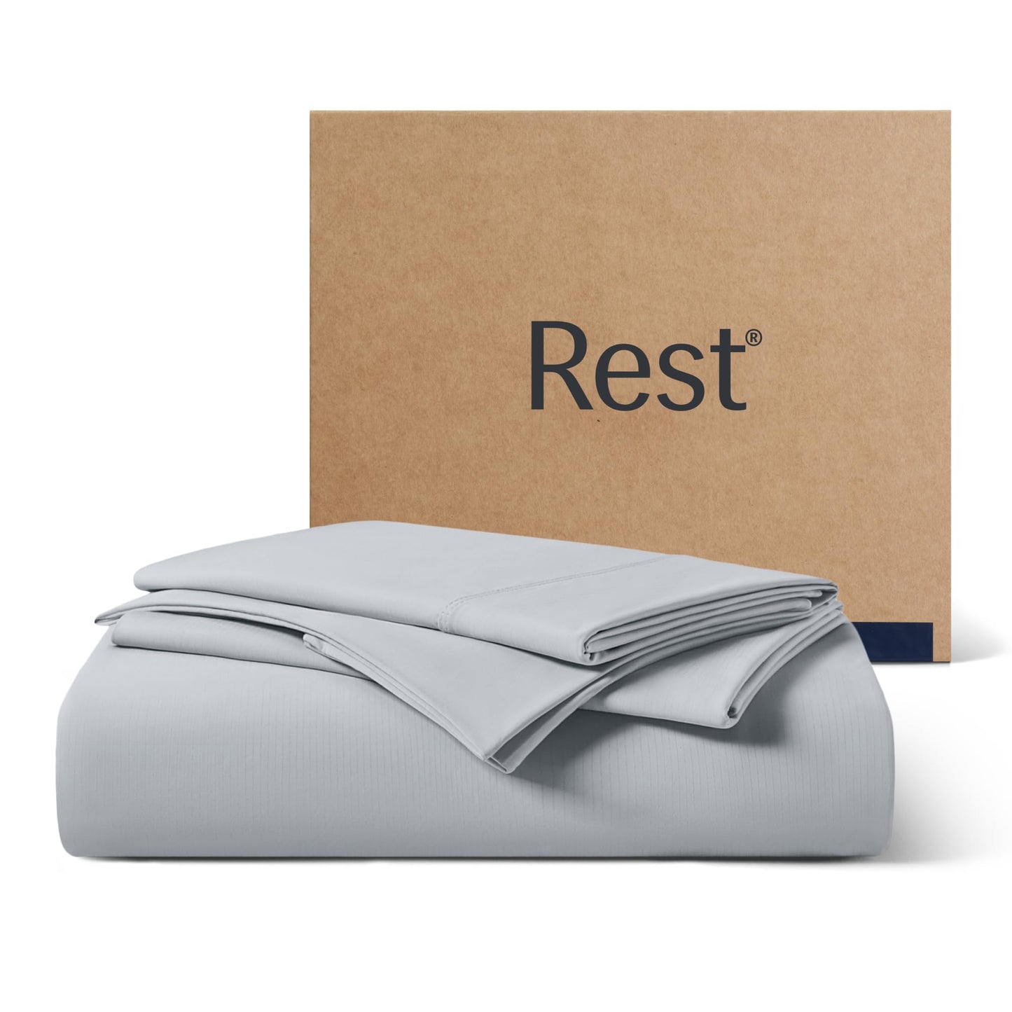 REST® Evercool®+ Starter Sheet Set, Twin, Light Gray, Breathable Bed Sheets for Hot Sleeper and Night Sweats, with Pillowcases, Ionic+ Self-Cleaning Silver Yarn for Sensitive Skin, 3PCS No Flat Sheet