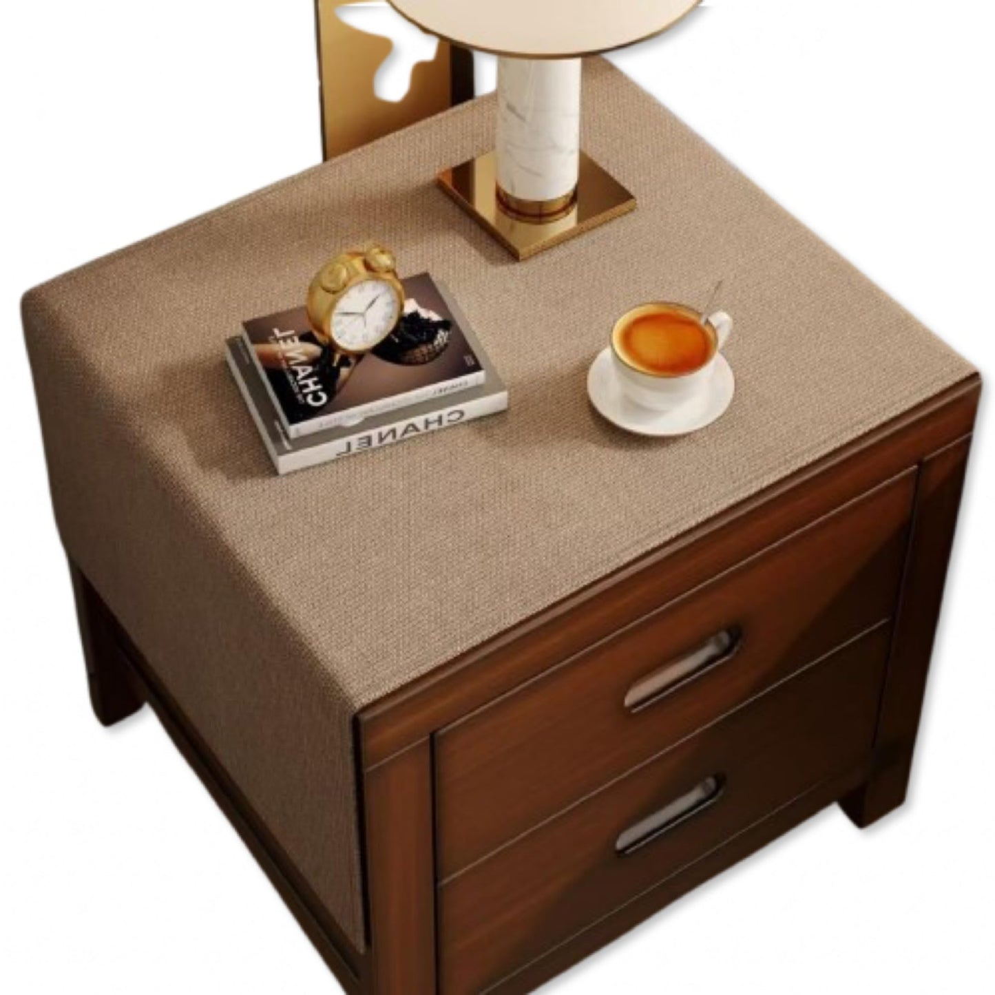 YASSINHE Bedside Table Mat Nightstand Dust Cover Waterproof Cotton and Linen- Brown