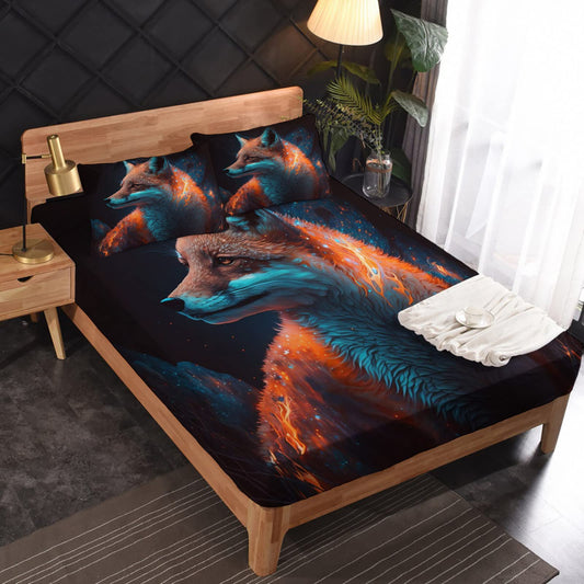 zcwl Queen Sheets Set, Fox Bed Sheets - Microfiber Bedding Sheets & Pillowcases 4 Piece, Animal Colorful Patterned Sheet Set, 16 Inch Deep Pocket Fitted Sheet, Silky Soft Wrinkle Free