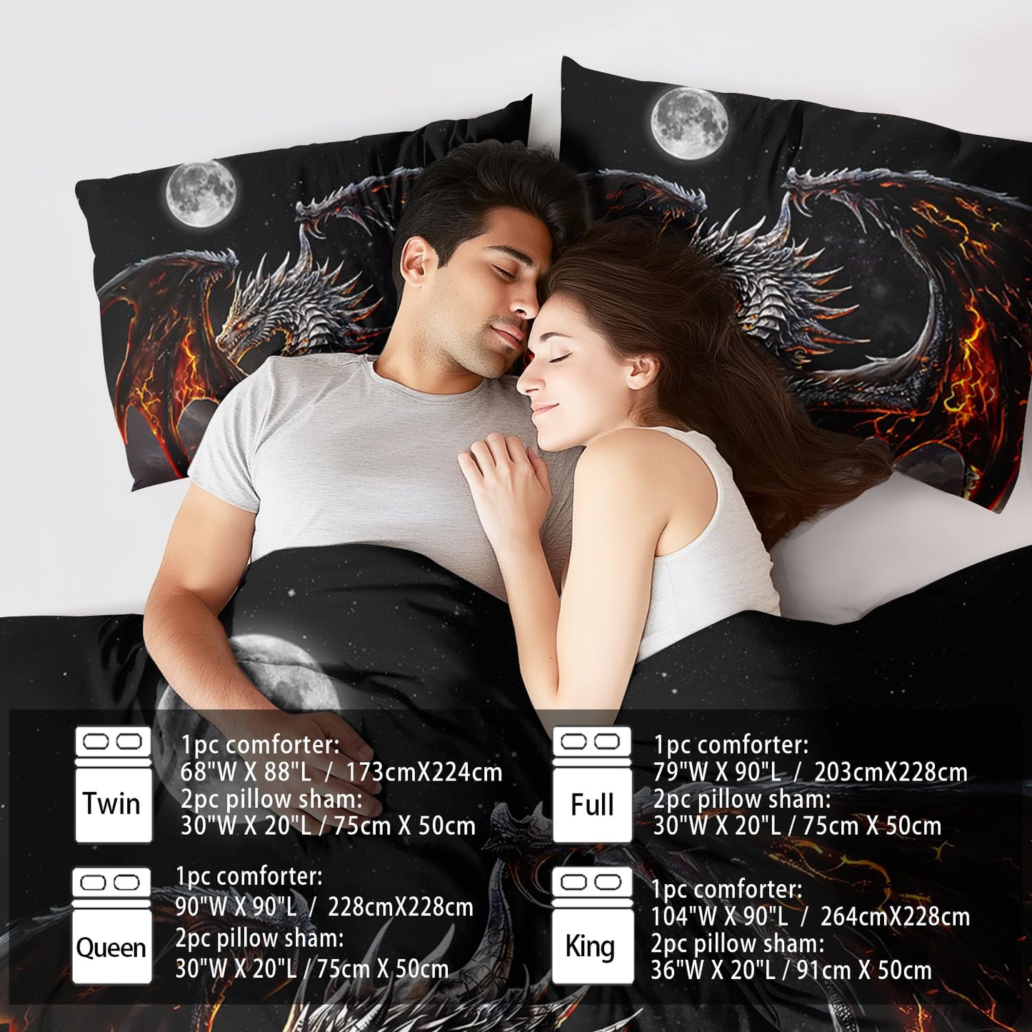 llyxsesty Black Dragon Comforter Set King Adult,Flame Dragon Bedding Set for Boys,Magical Beast Bedding Fantasy Animal Comforter Beedroom Decor,Magical Beast Quilt Bed Decor